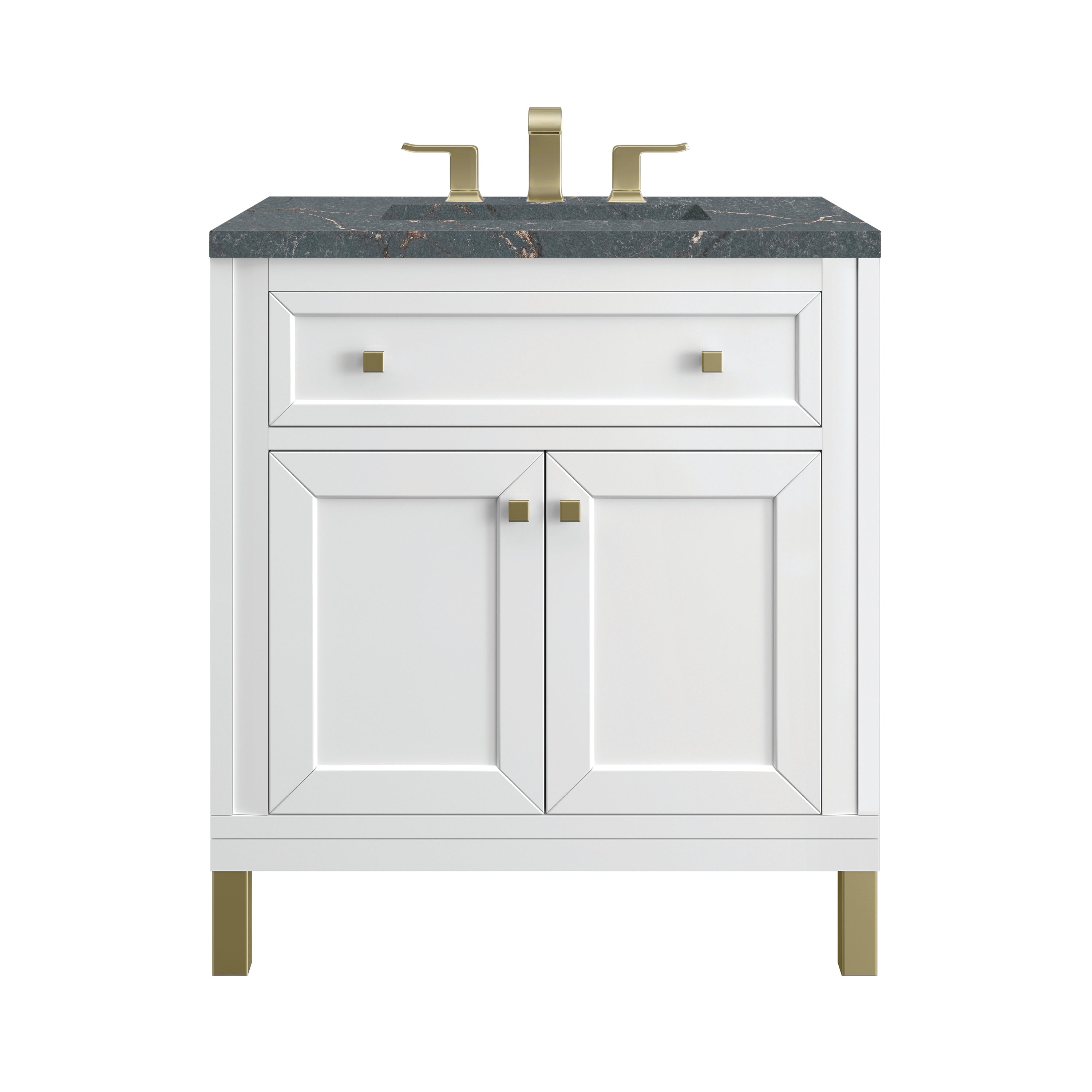 James Martin Chicago 30" Single Vanity in Glossy White with 3cm Countertop