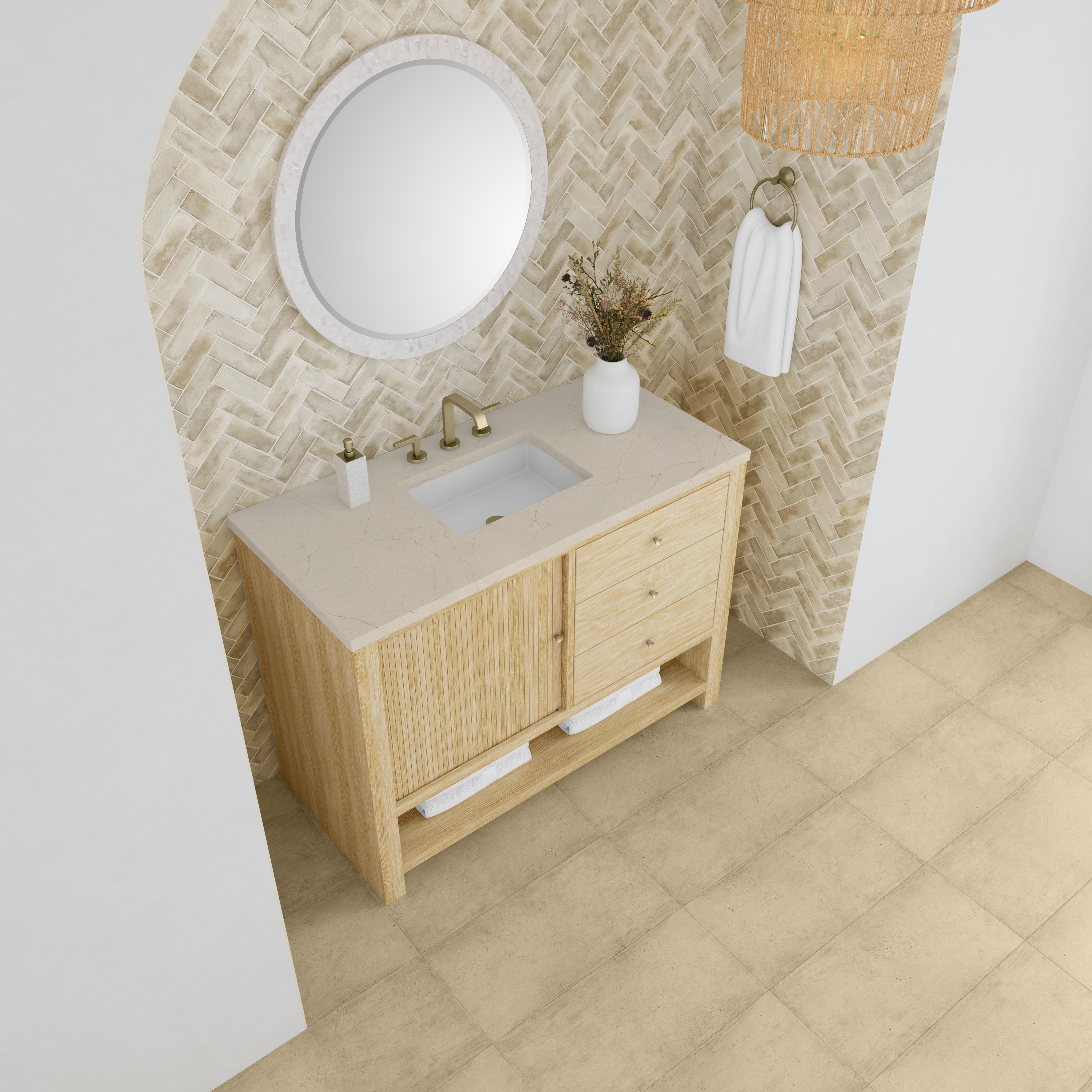 James Martin Marigot 48" Single Vanity in Sunwashed Oak with 3cm Countertop