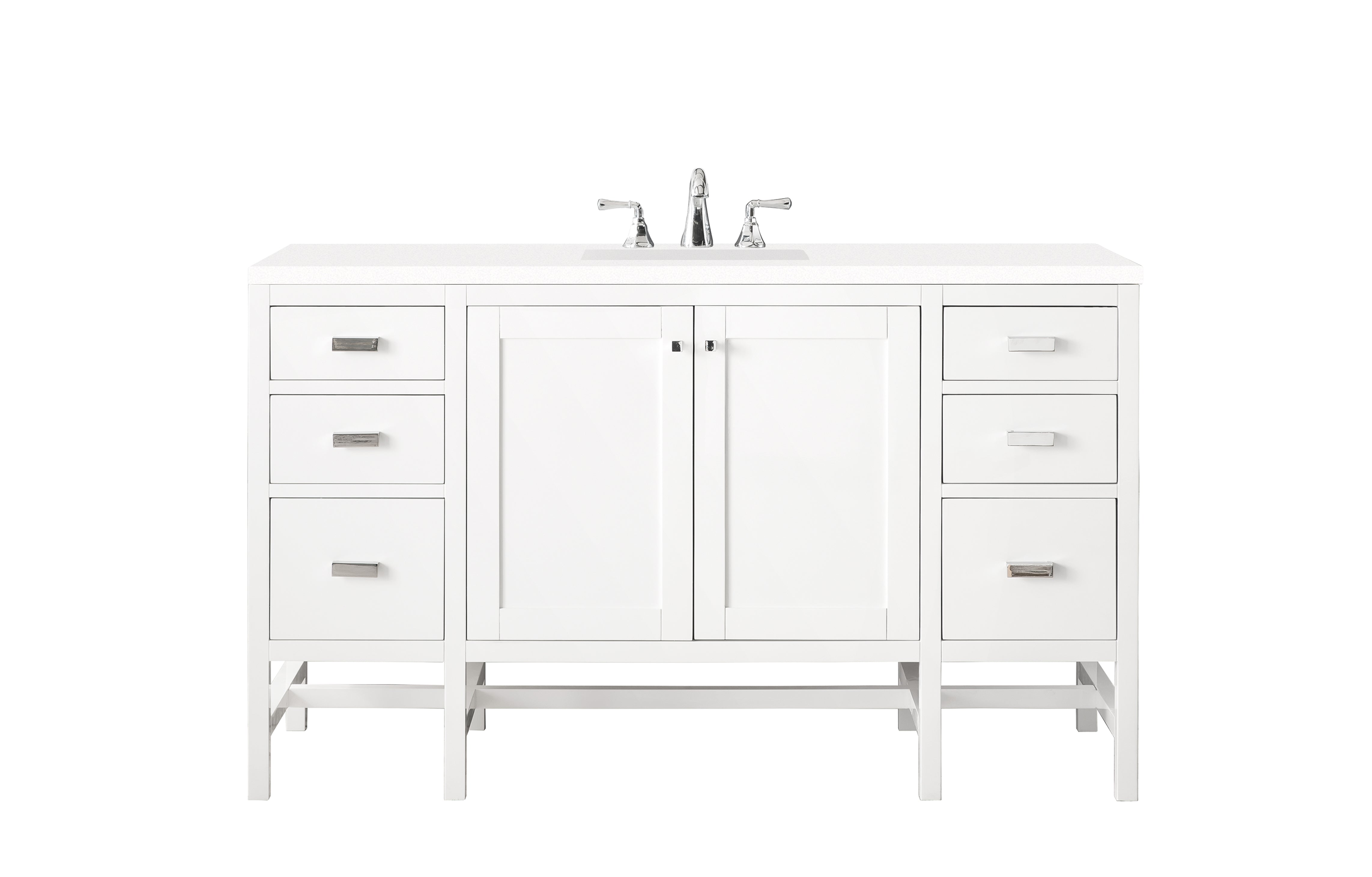 James Martin Addison 60" Single Vanity in Glossy White with 3cm Countertop