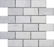Eastern White Polished Marble Mosaic Brick 2"X4" Big Bevel