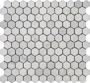 Eastern White Honed Marble Mosaic Hexagon 1"