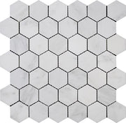 Eastern White Honed Marble Mosaic Hexagon 2"