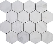 Eastern White Honed Marble Mosaic Hexagon 3"