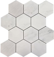 Eastern White Polished Marble Mosaic Hexagon 4"