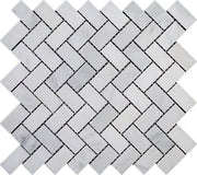 Eastern White Polished Marble Mosaic Herringbone 1"X2"