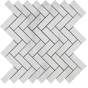 Eastern White Polished Marble Mosaic Herringbone 1"X3"