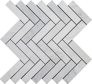 Eastern White Honed Marble Mosaic Herringbone 1"X4"