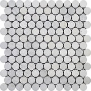 Eastern White Polished Marble Mosaic Penny Round 1"