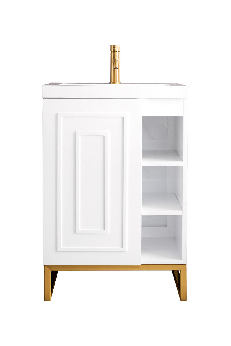 Alicante 24" Single Vanity with White Glossy Composite Stone Top