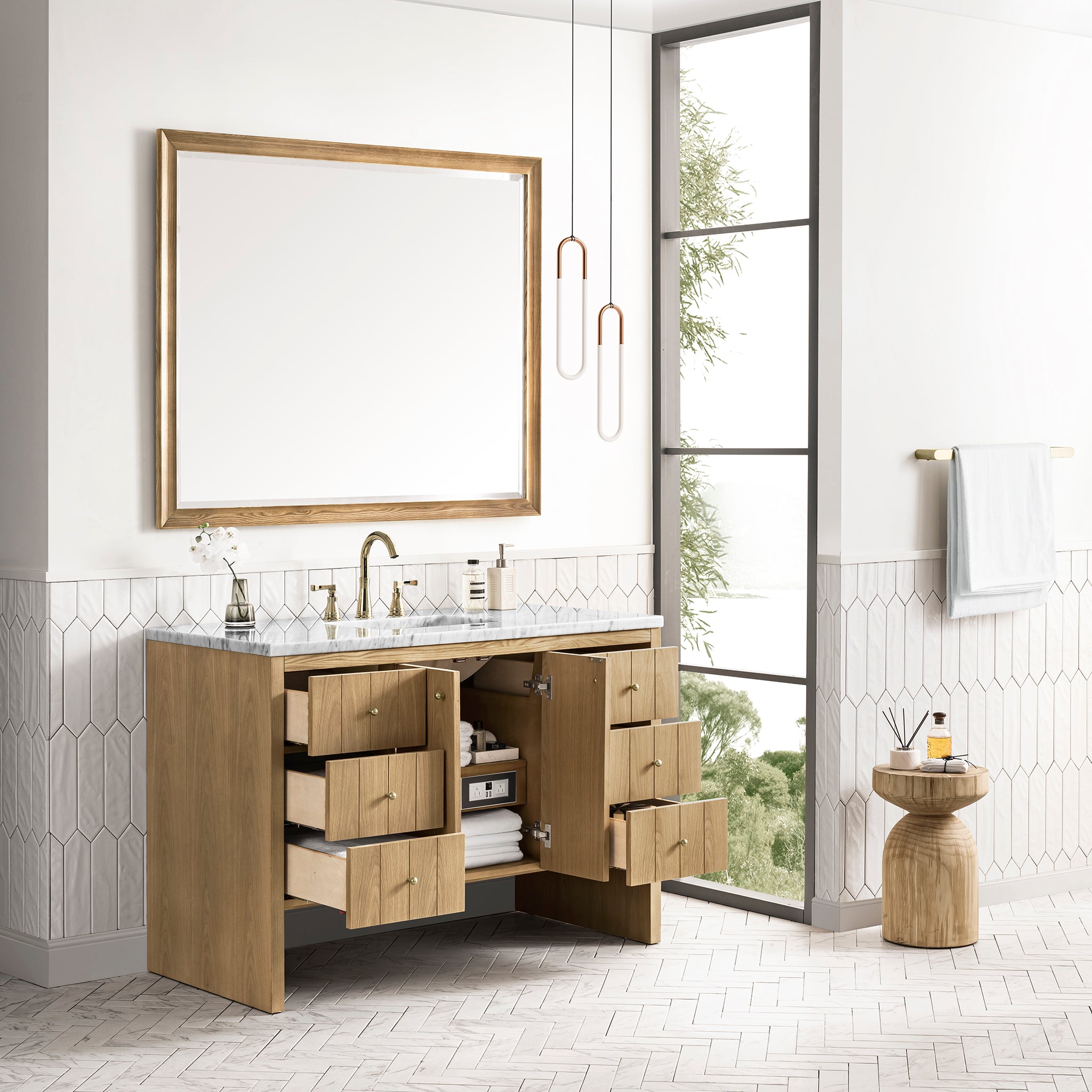 James Martin Hudson 48" Single Vanity in Light Natural Oak with 3cm Countertop