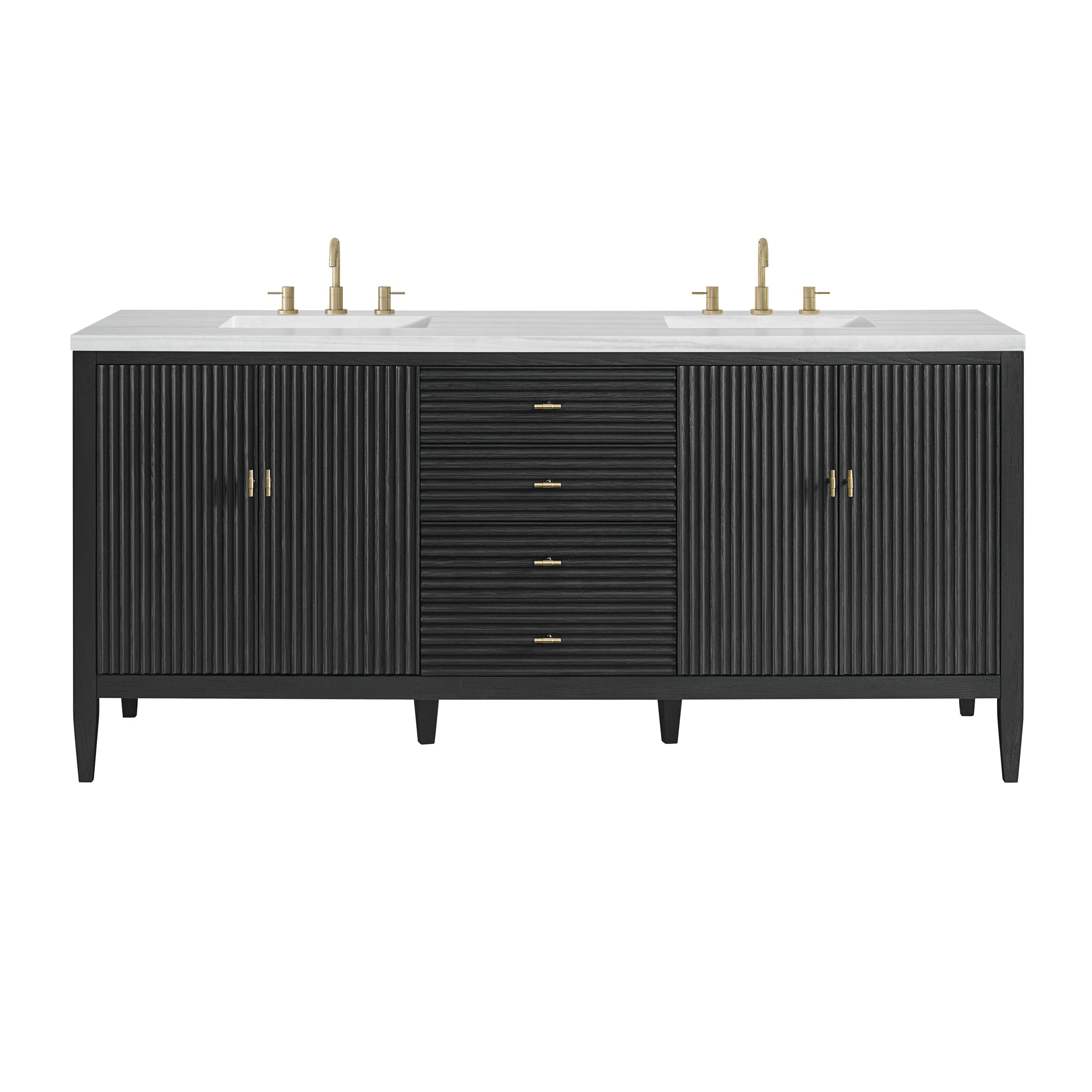 James Martin Myrrin 72" Double Vanity in Carbon Oak with 3cm Countertop