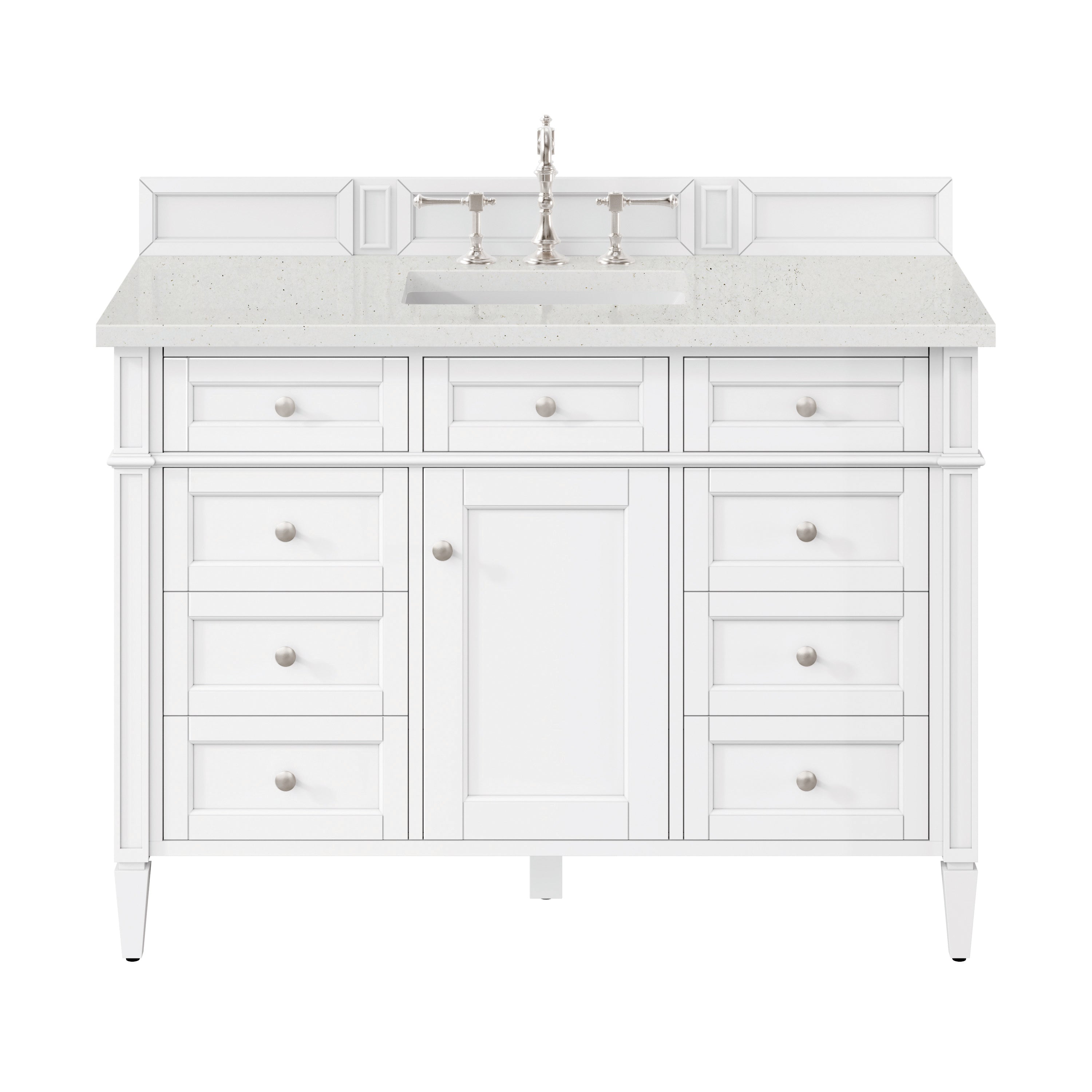 James Martin Brittany 48" Single Vanity in Bright White with 3cm Countertop