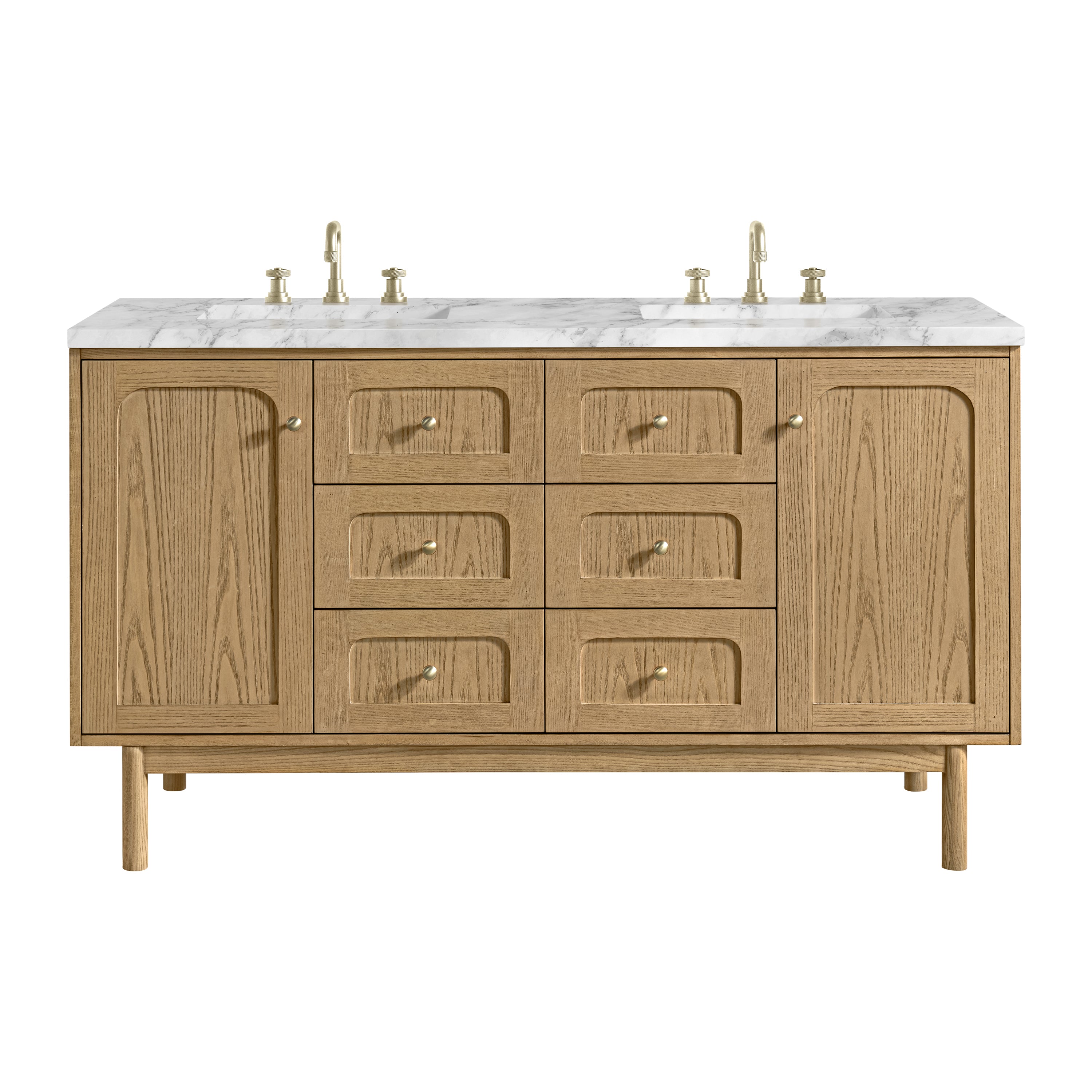 James Martin Laurent 60" Double Vanity in Light Natural Oak with 3cm Countertop