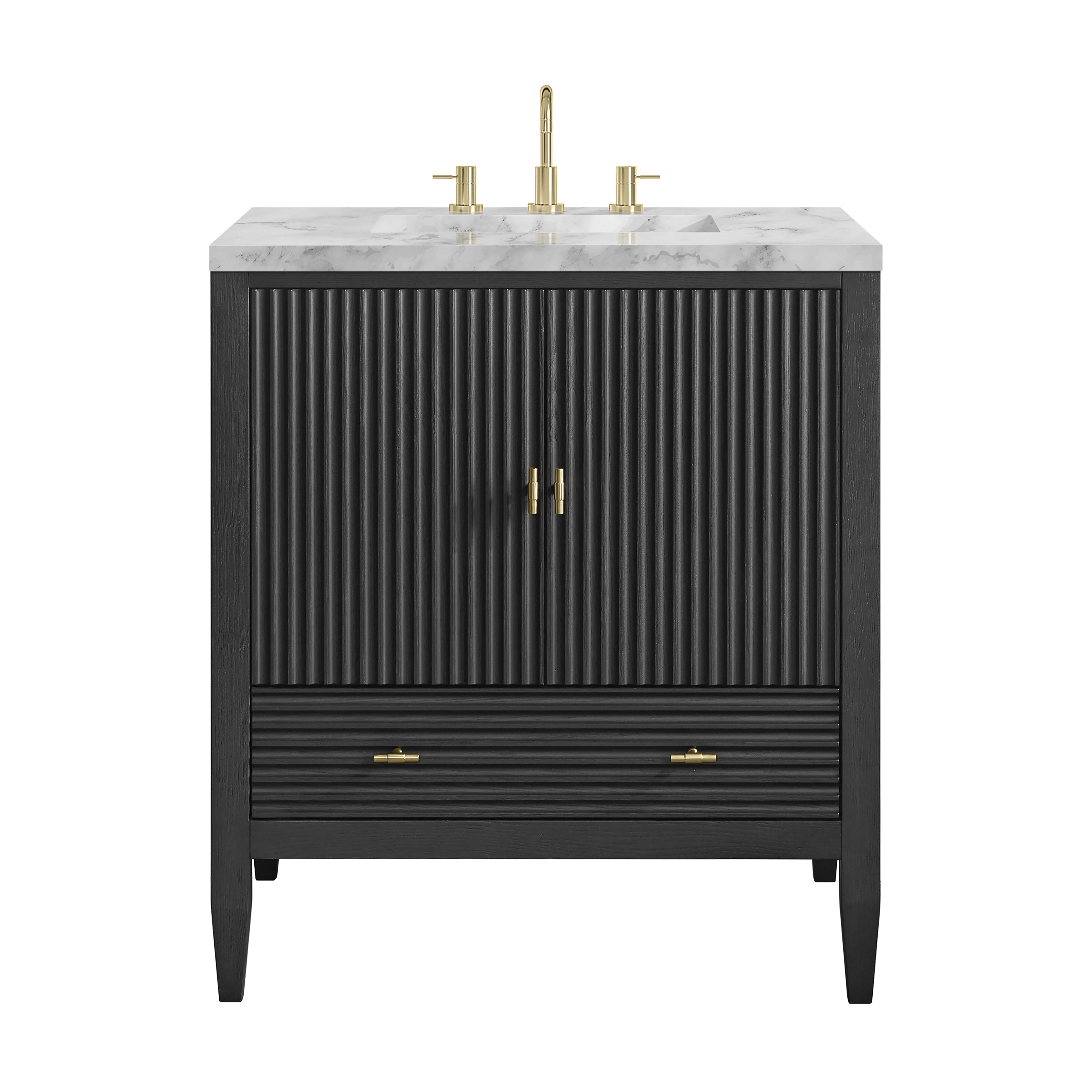 James Martin Myrrin 30" Single Vanity in Carbon Oak with 3cm Countertop