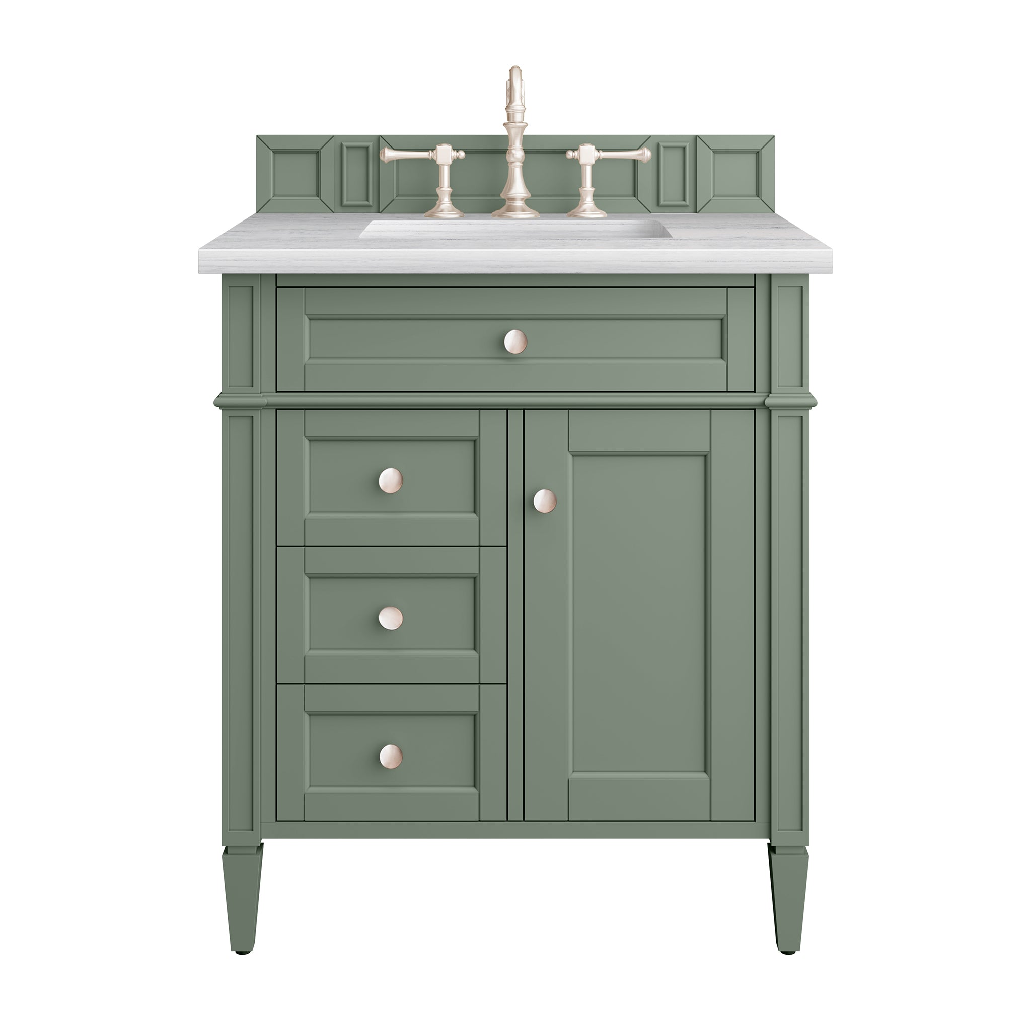 James Martin Brittany 30" Single Vanity in Smokey Celadon with 3cm Countertop