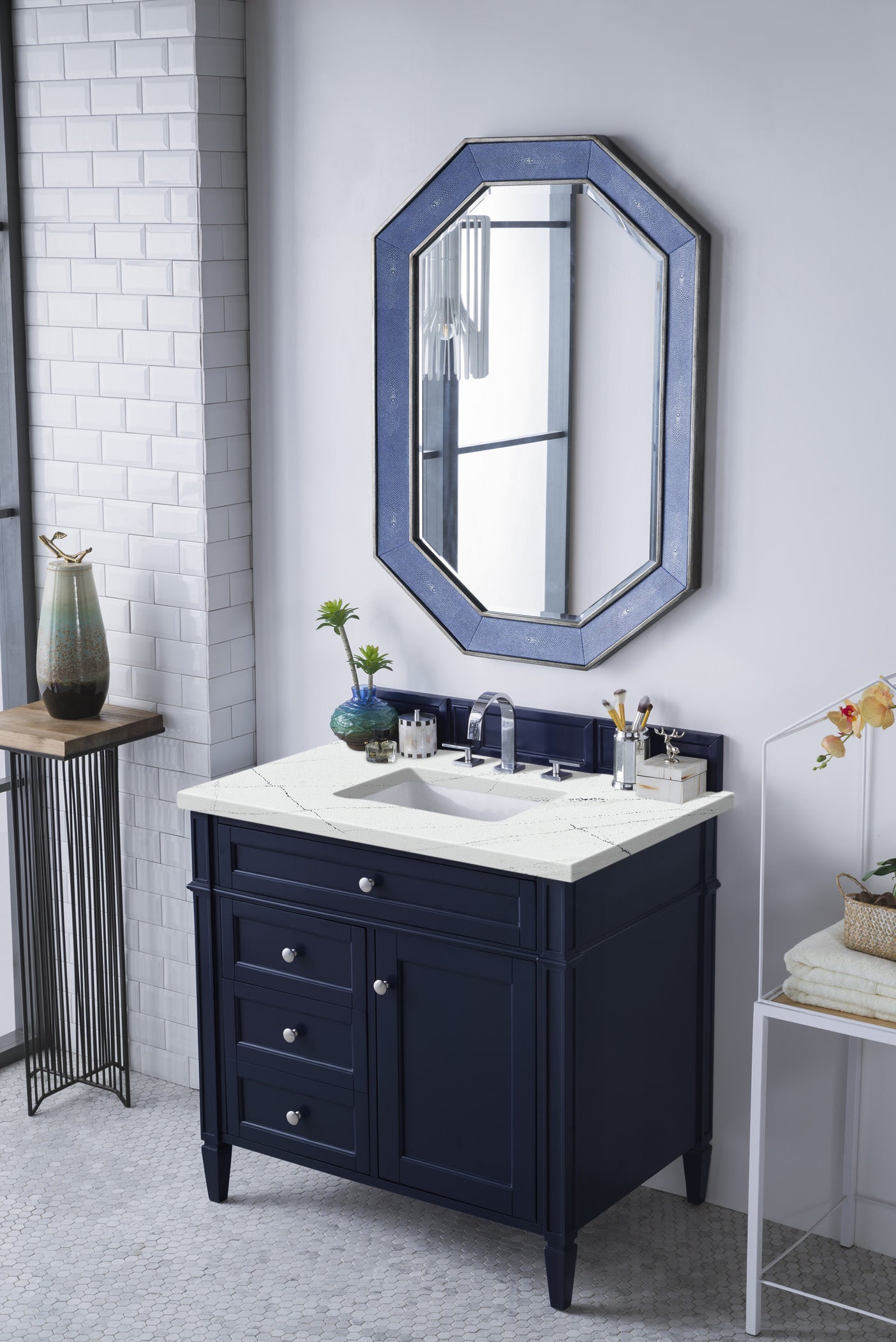 James Martin Brittany 36" Single Vanity in Victory Bleu with 3cm Countertop