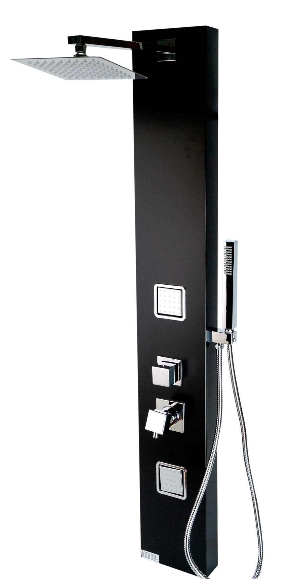 ALFI brand  ABSP65B Black Aluminum Shower Panel with 2 Body Sprays and Rain Shower Head