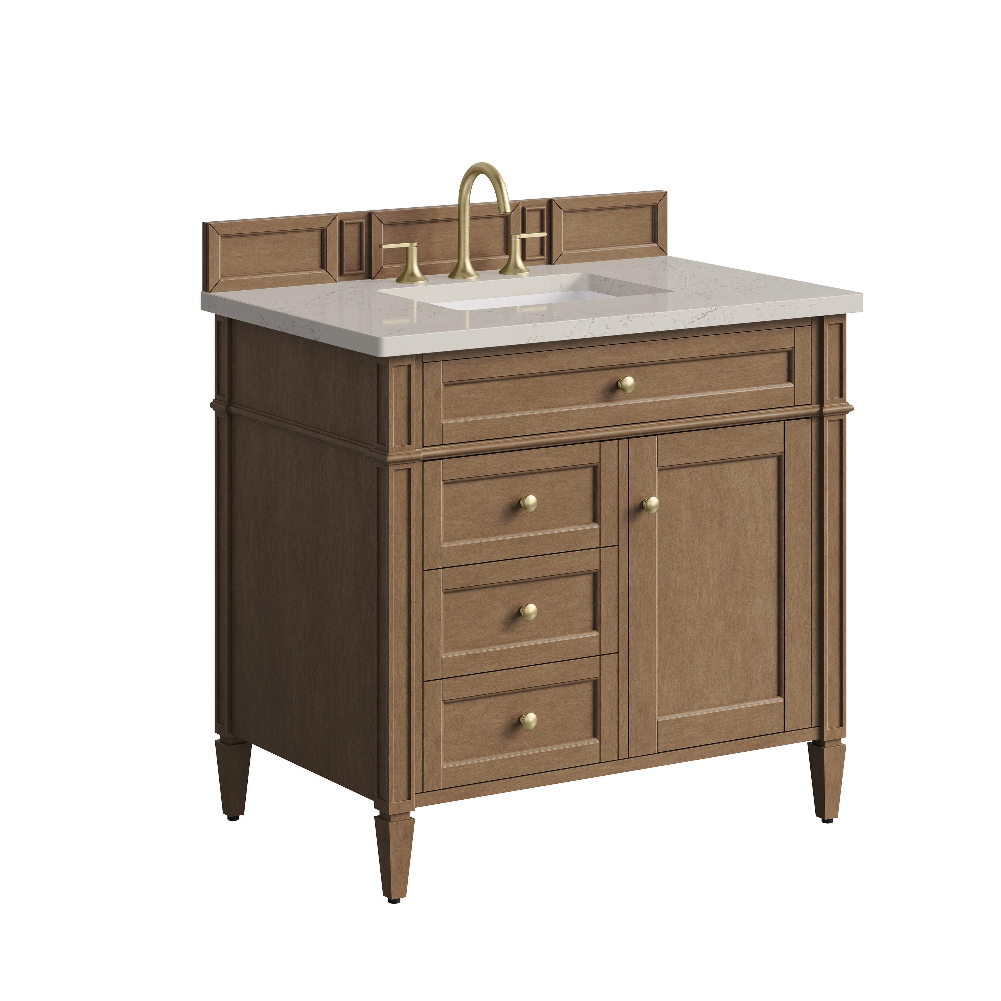 James Martin Brittany 36" Single Vanity in Pecan with 3cm Countertop