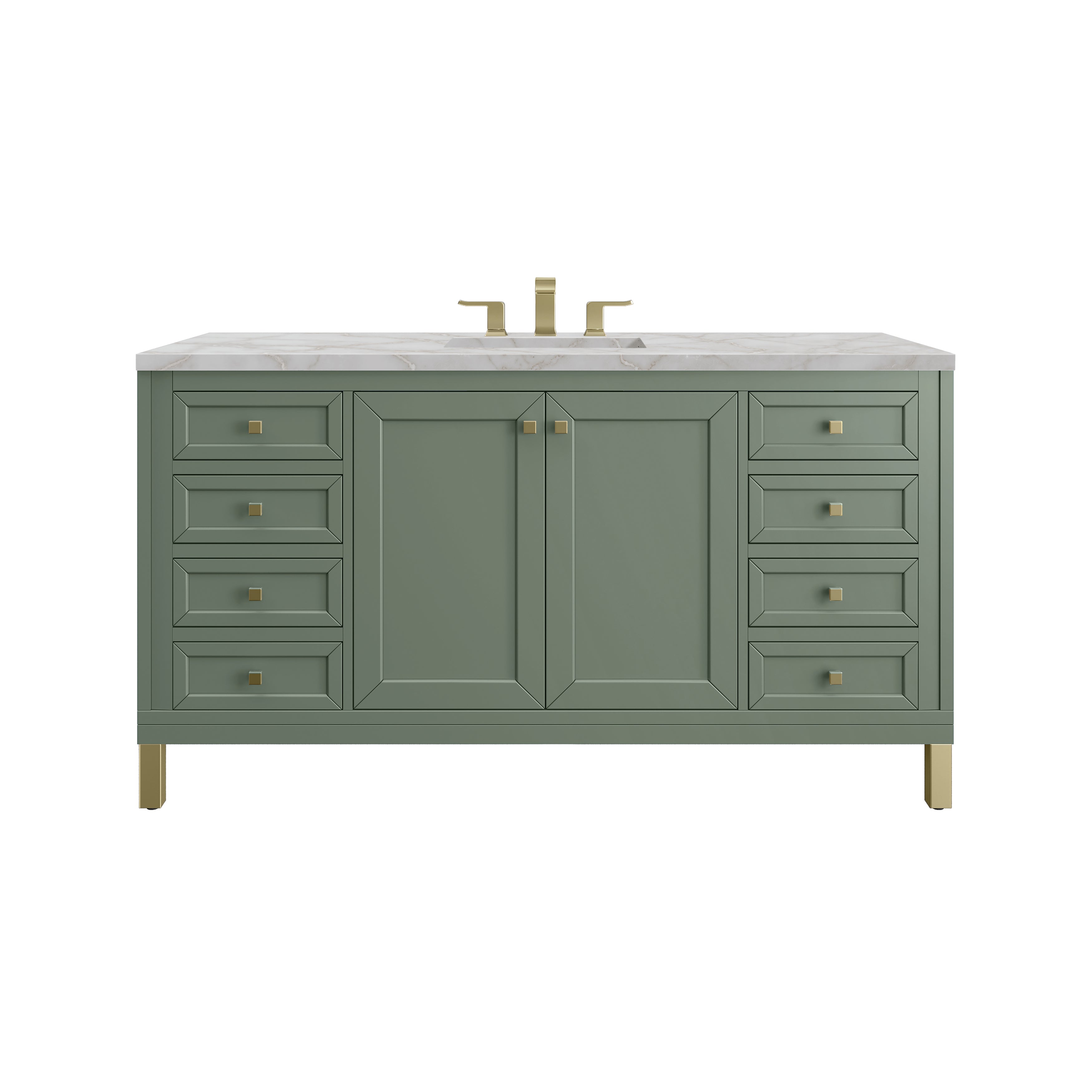 James Martin Chicago 60" Single Vanity in Smokey Celadon with 3cm Countertop