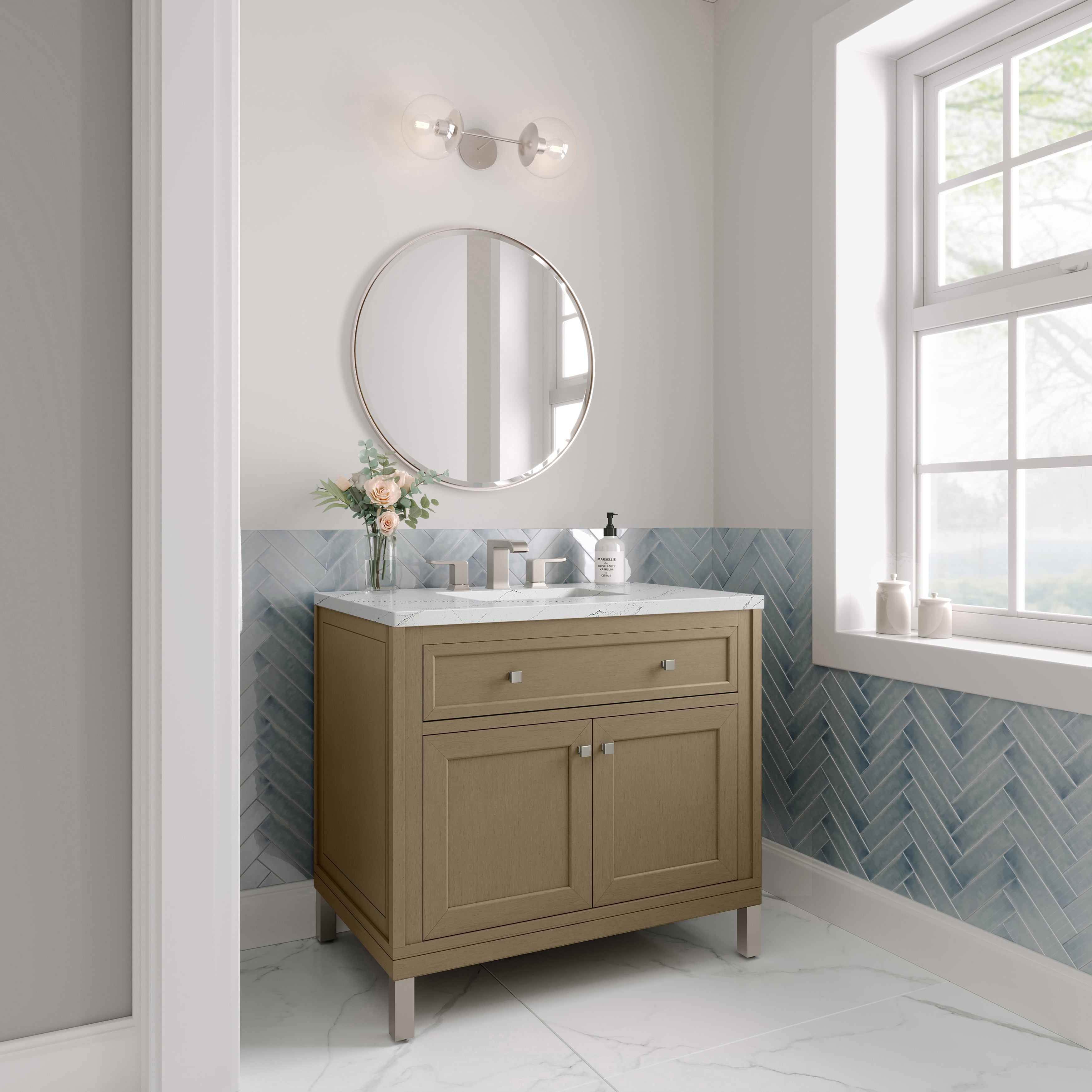 James Martin Chicago 36" Single Vanity in Walnut Whisper with 3cm Countertop
