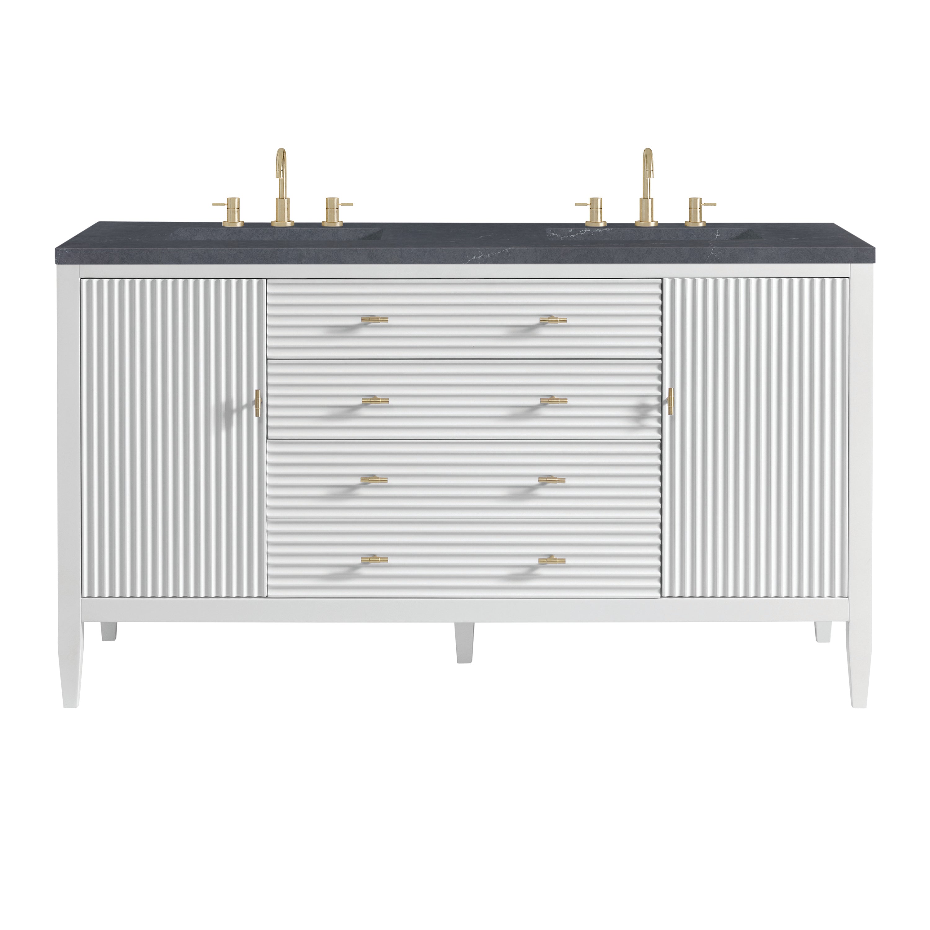 James Martin Myrrin 60" Double Vanity in Bright White with 3cm Countertop