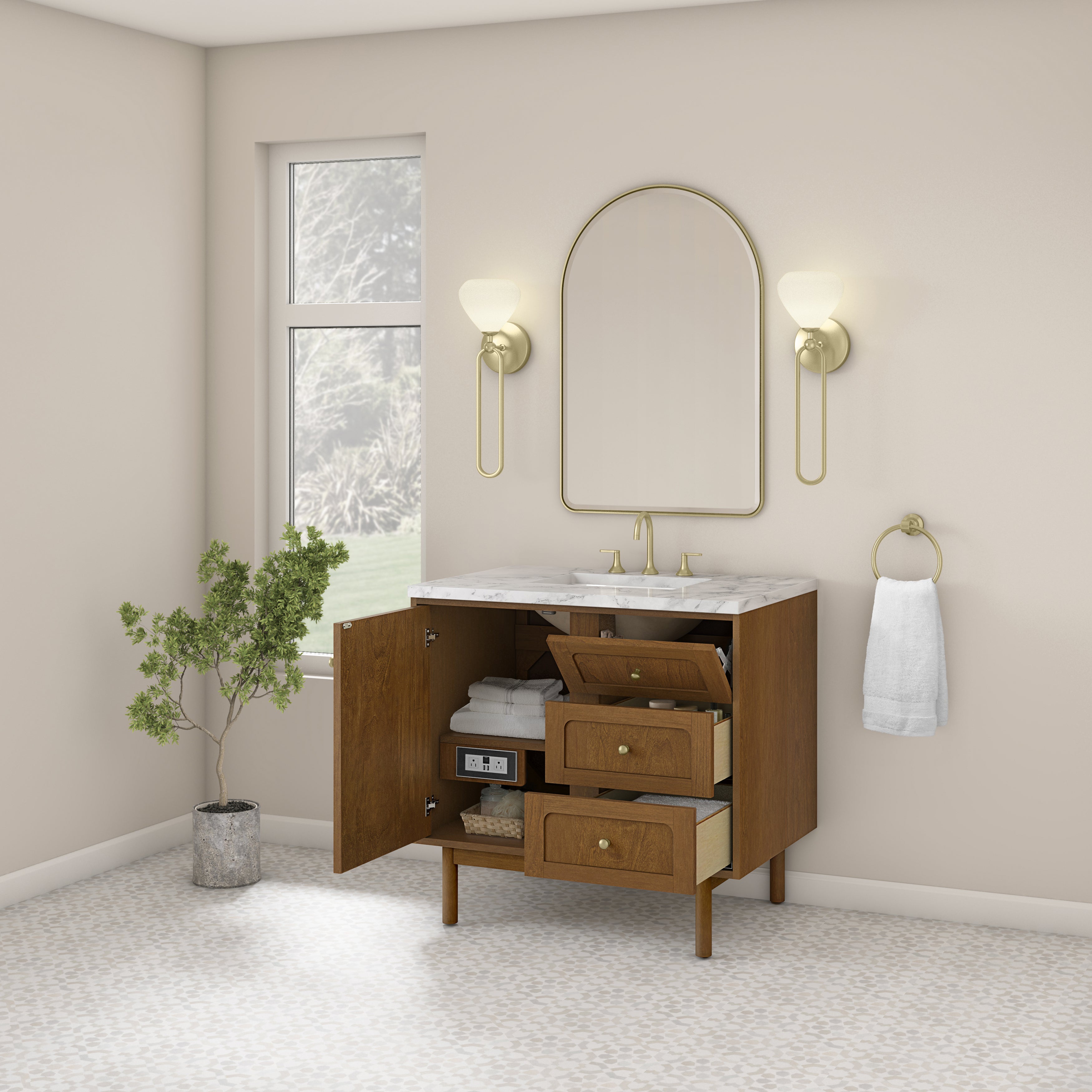 James Martin Laurent 36" Single Vanity in Honey Oak with 3cm Countertop