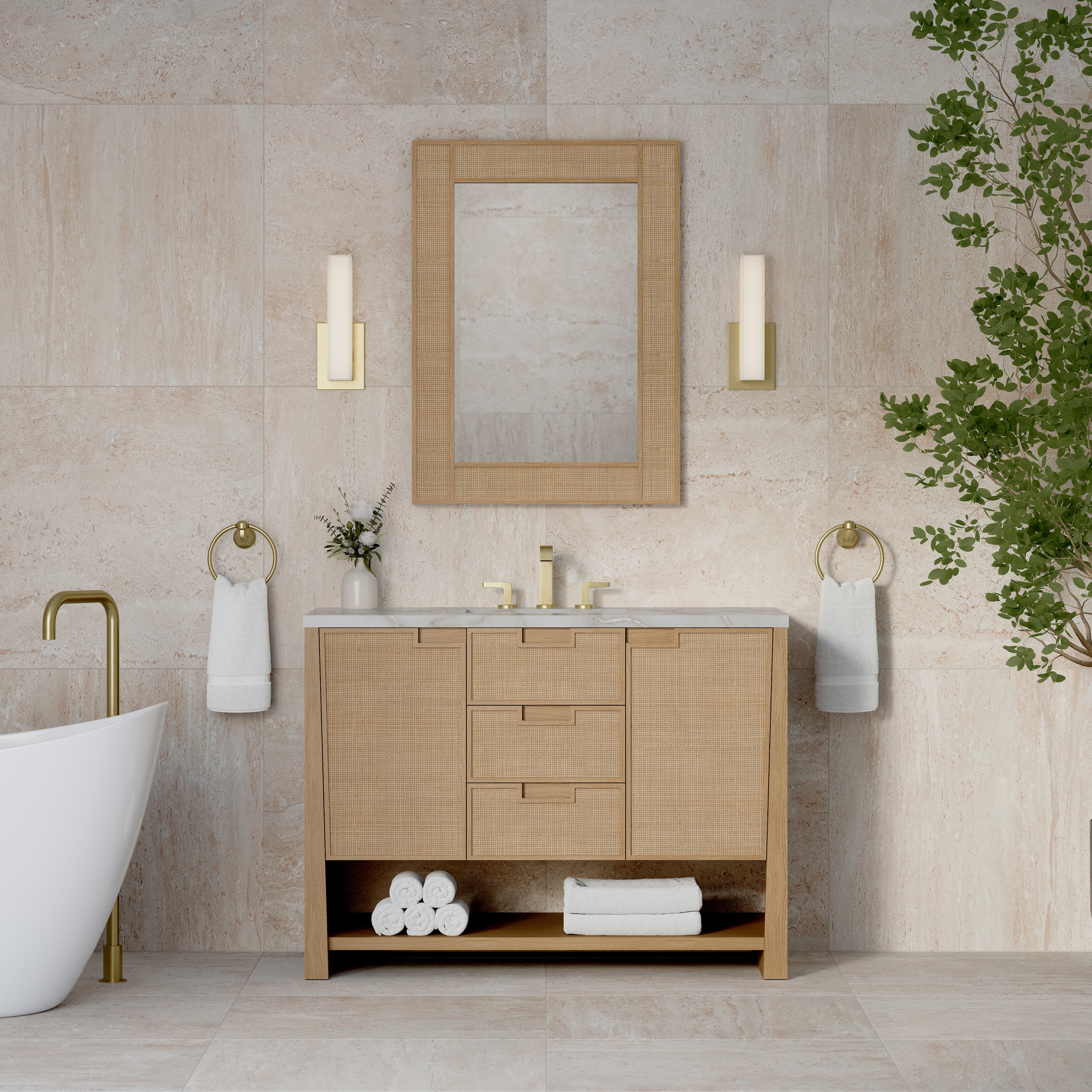 James Martin Solene 48" Single Vanity in Seaside Oak with 3cm Countertop