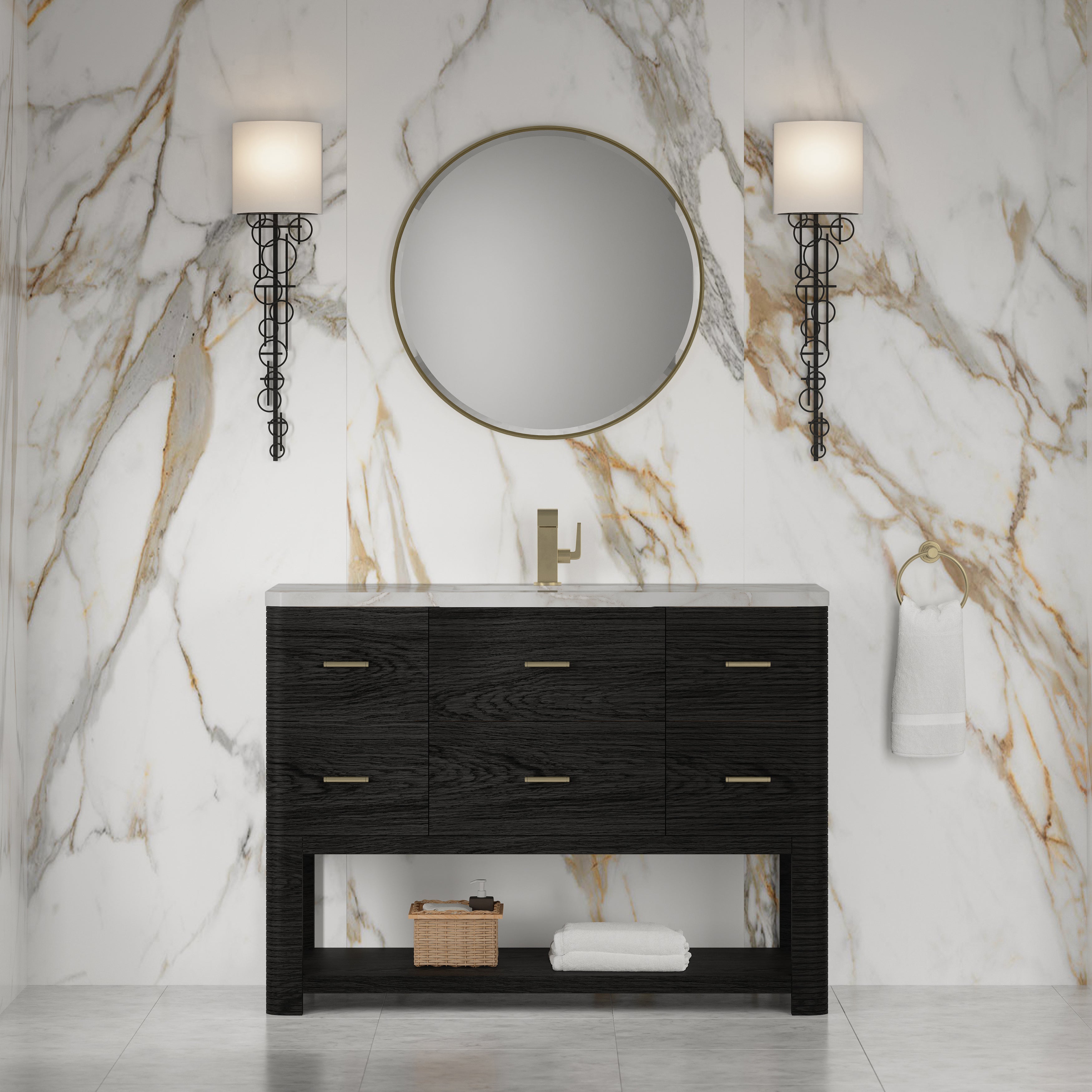James Martin Lucian 48" Single Vanity in Carbon Oak with 3cm Countertop