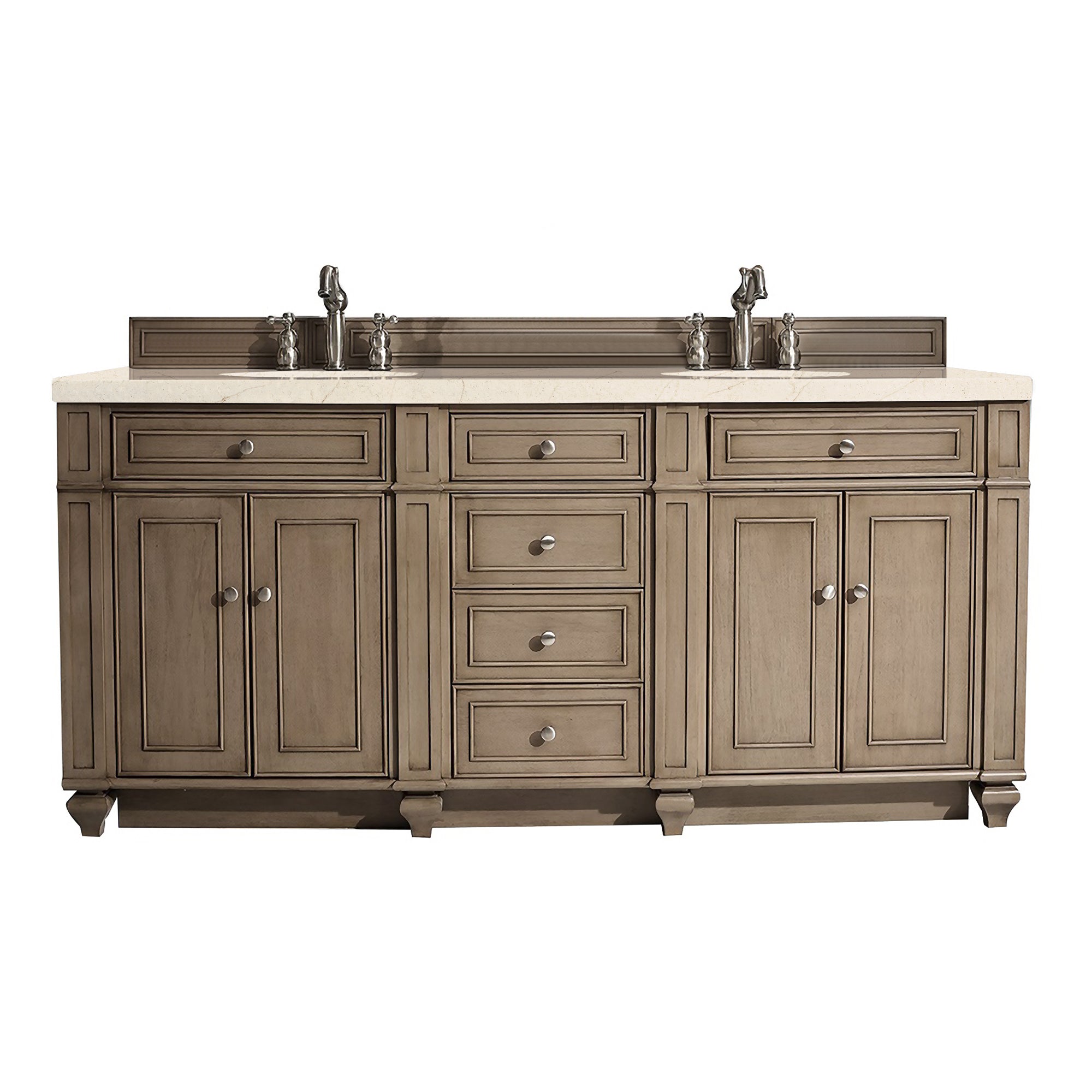 James Martin Bristol 72" Double Vanity in Whitewashed Walnut with 3cm Countertop