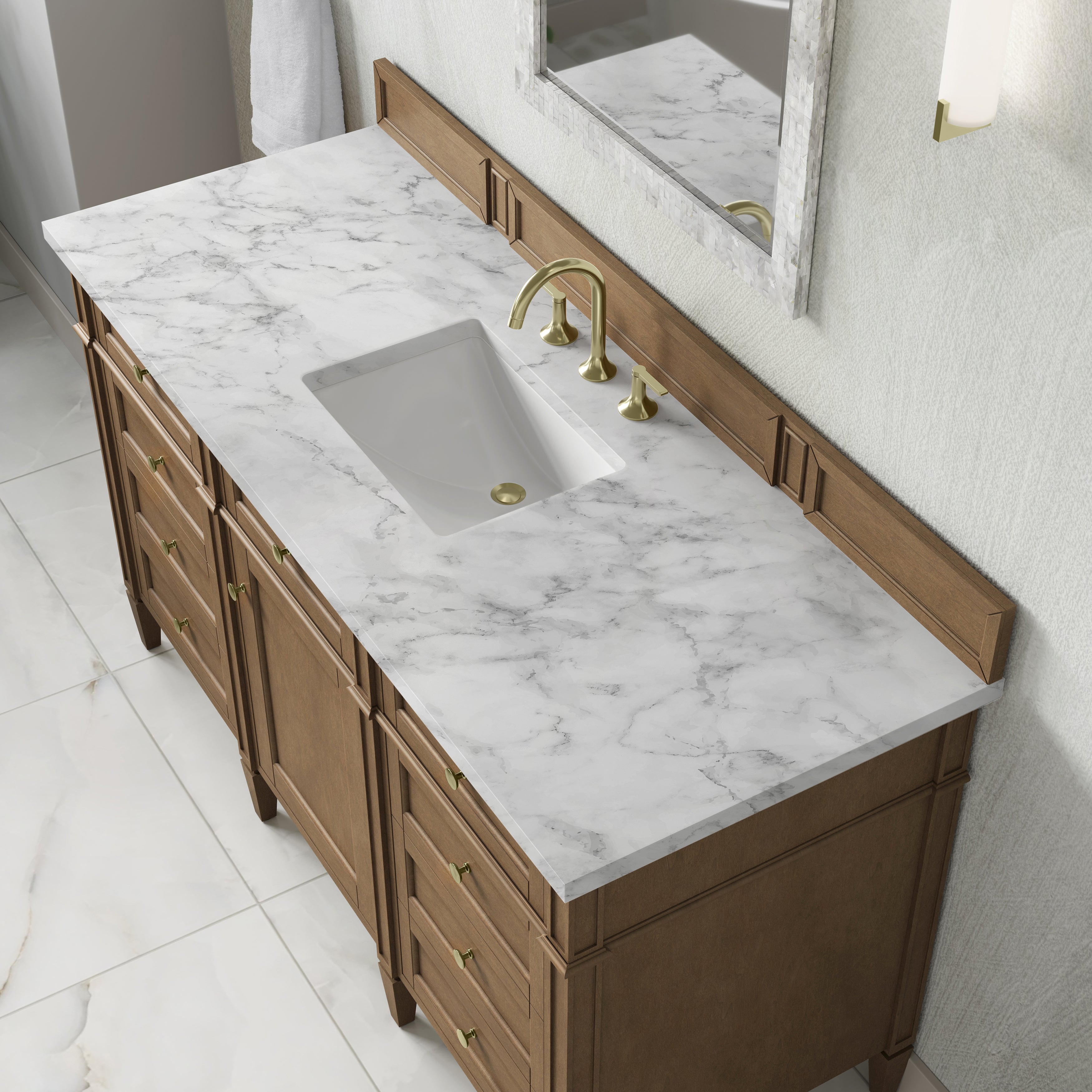 James Martin Brittany 60" Single Vanity in Pecan with 3cm Countertop