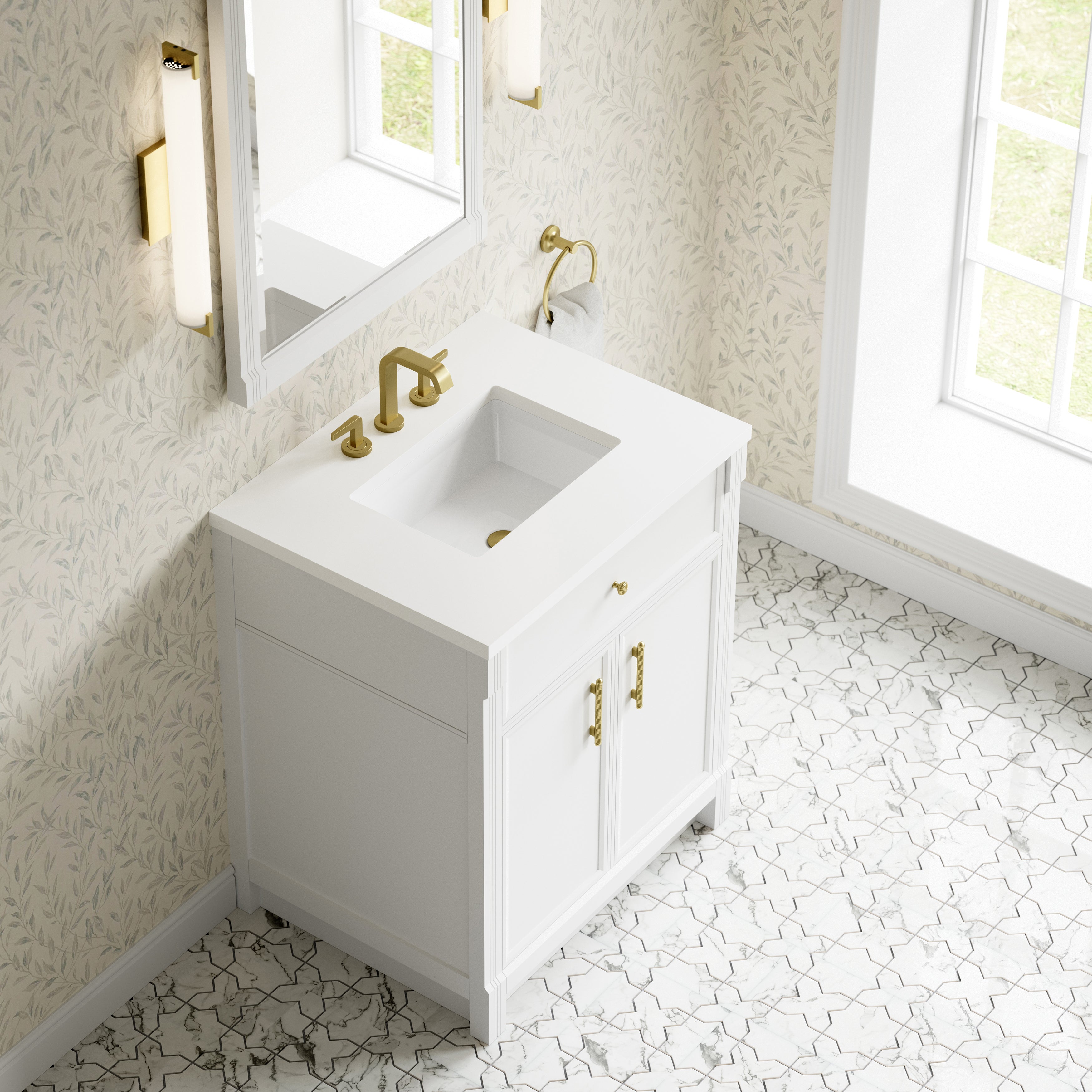 James Martin Bellshire 30" Single Vanity in Bright White with 3cm Countertop