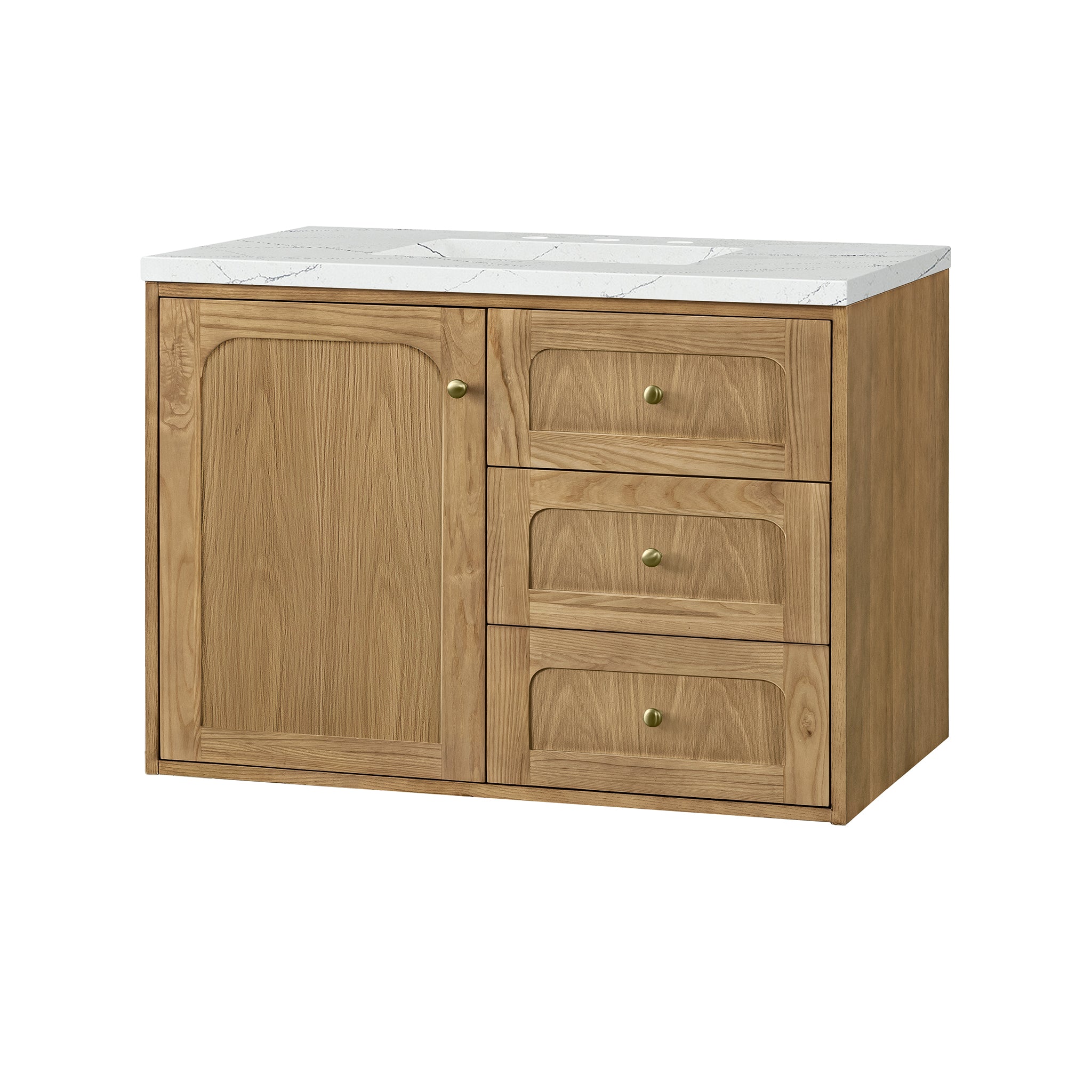 James Martin Laurent 36" Single Vanity in Light Natural Oak with 3cm Countertop