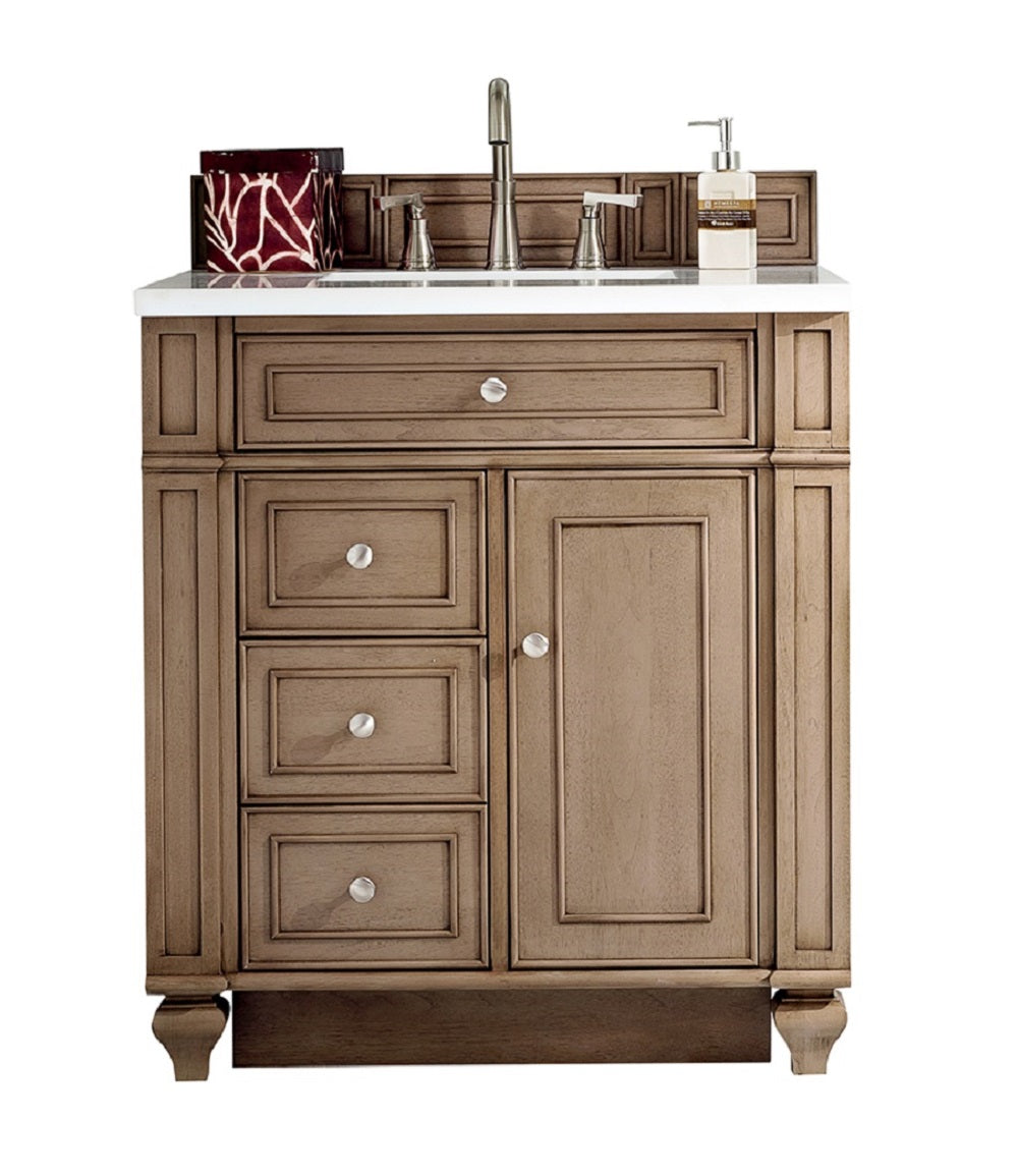 James Martin Bristol 30" Single Vanity in Whitewashed Walnut with 3cm Countertop