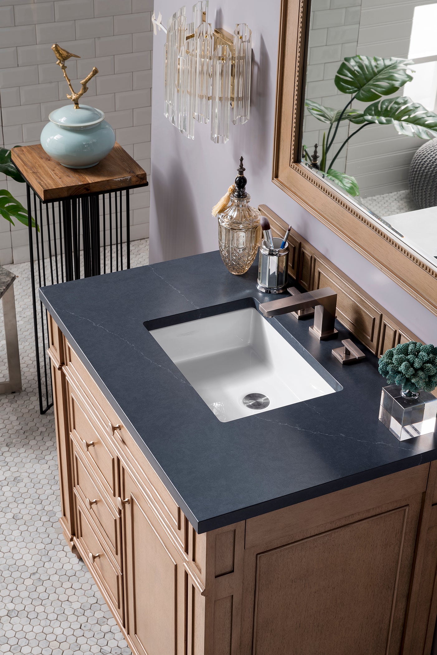James Martin Bristol 36" Single Vanity in Whitewashed Walnut with 3cm Countertop