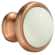 BESLAGSBODEN - Knob, Antique Copper/White Ceramic, Diam 38 mm