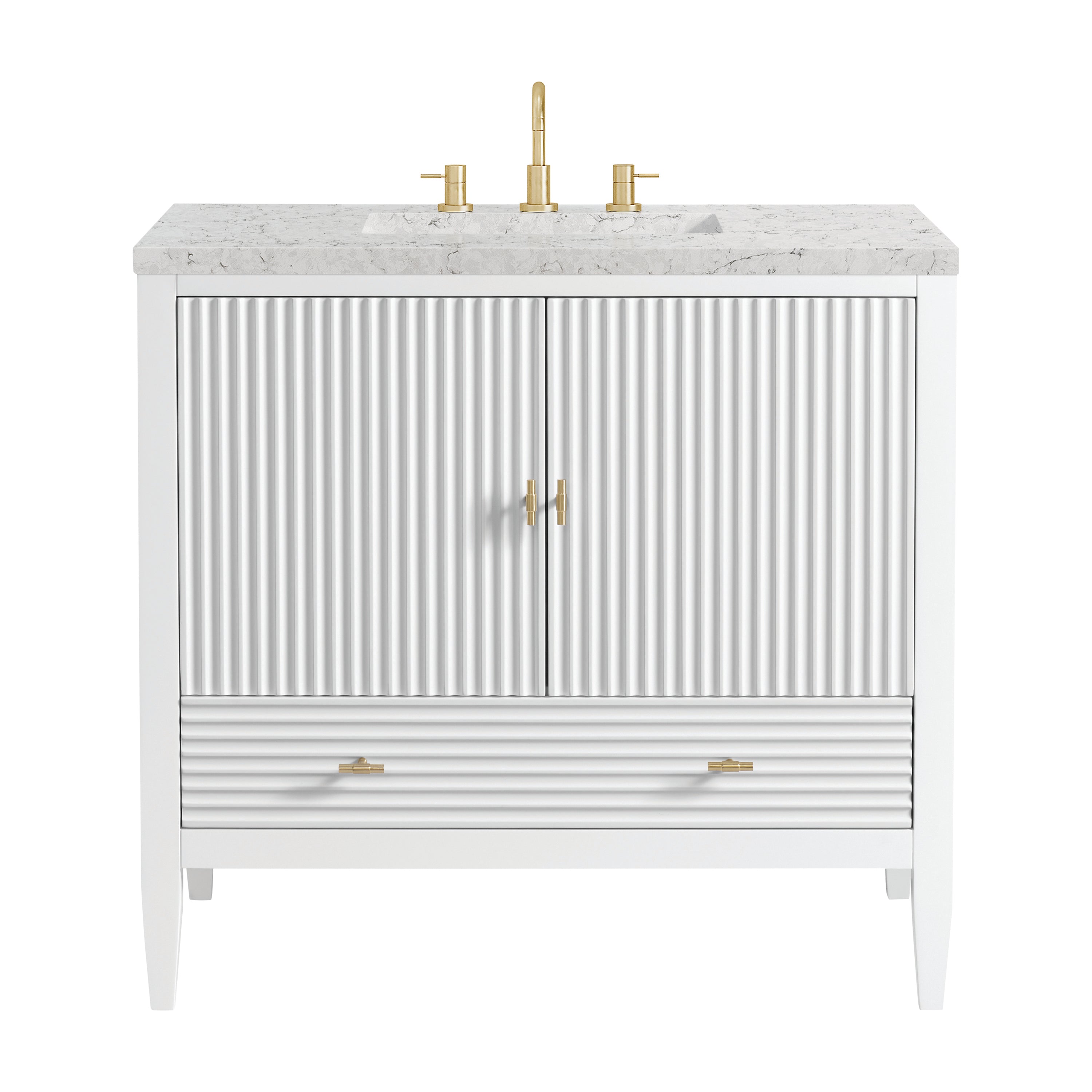 James Martin Myrrin 36" Vanity in Bright White with 3cm Countertop