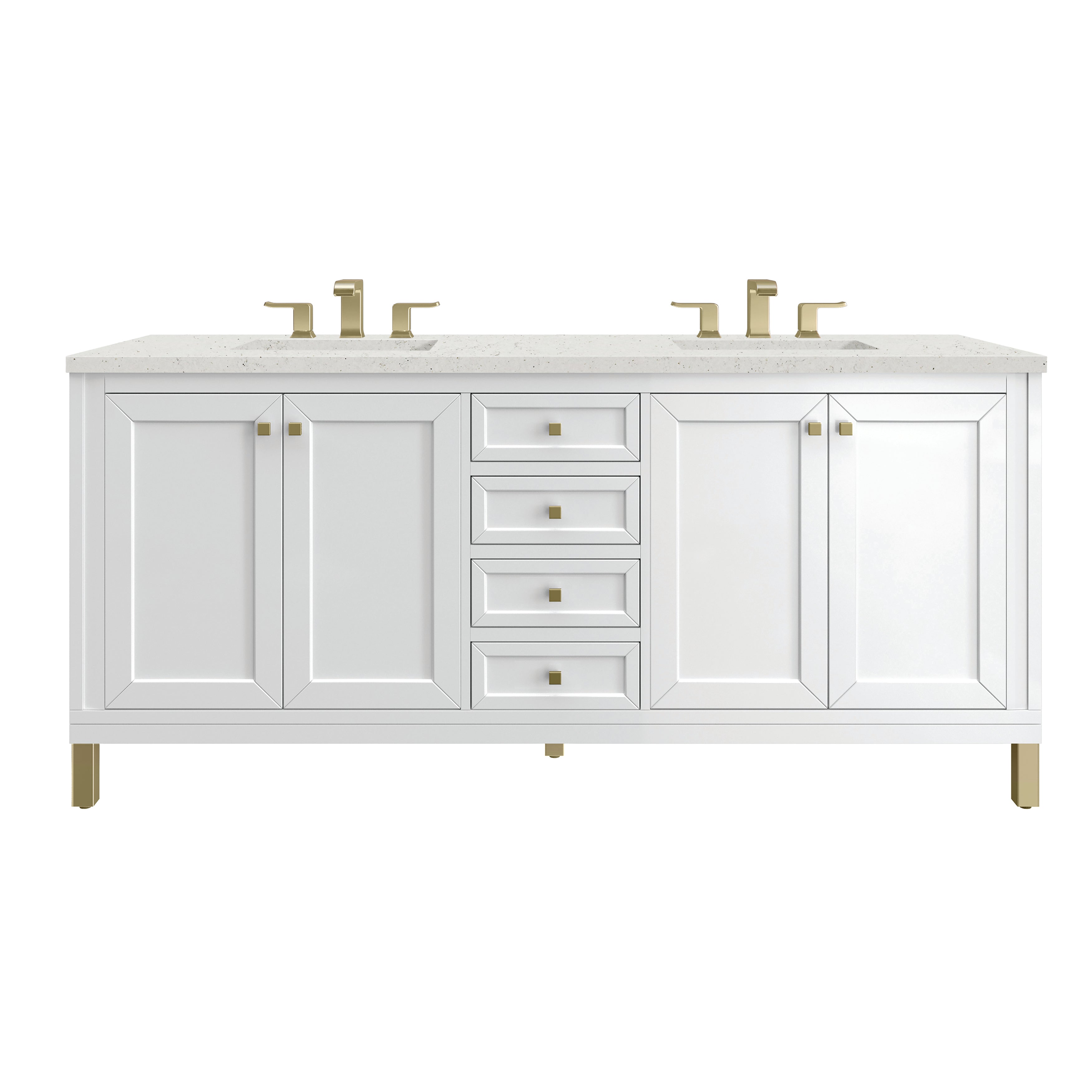 James Martin Chicago 72" Double Vanity in Glossy White with 3cm Countertop