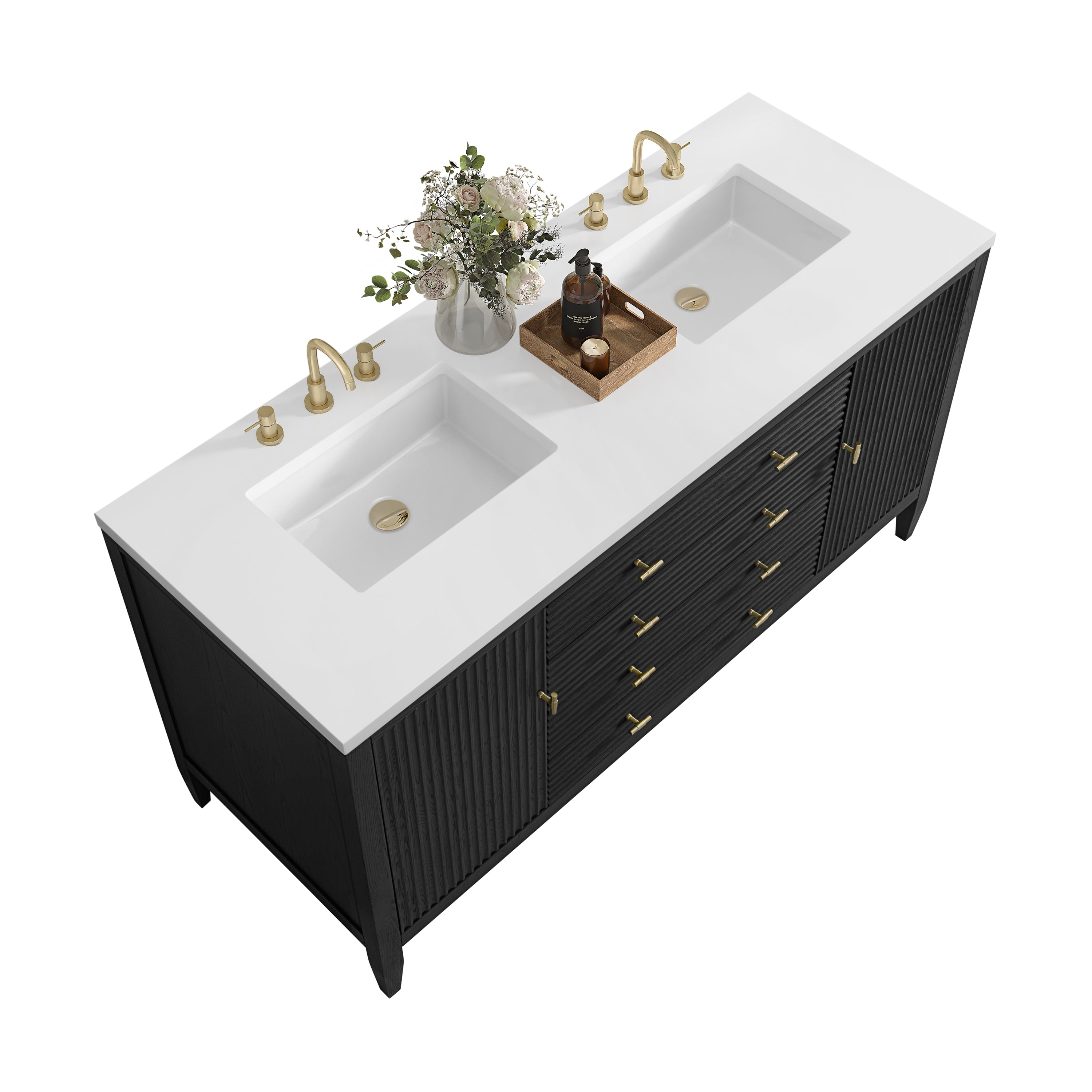 James Martin Myrrin 60" Double Vanity in Carbon Oak with 3cm Countertop