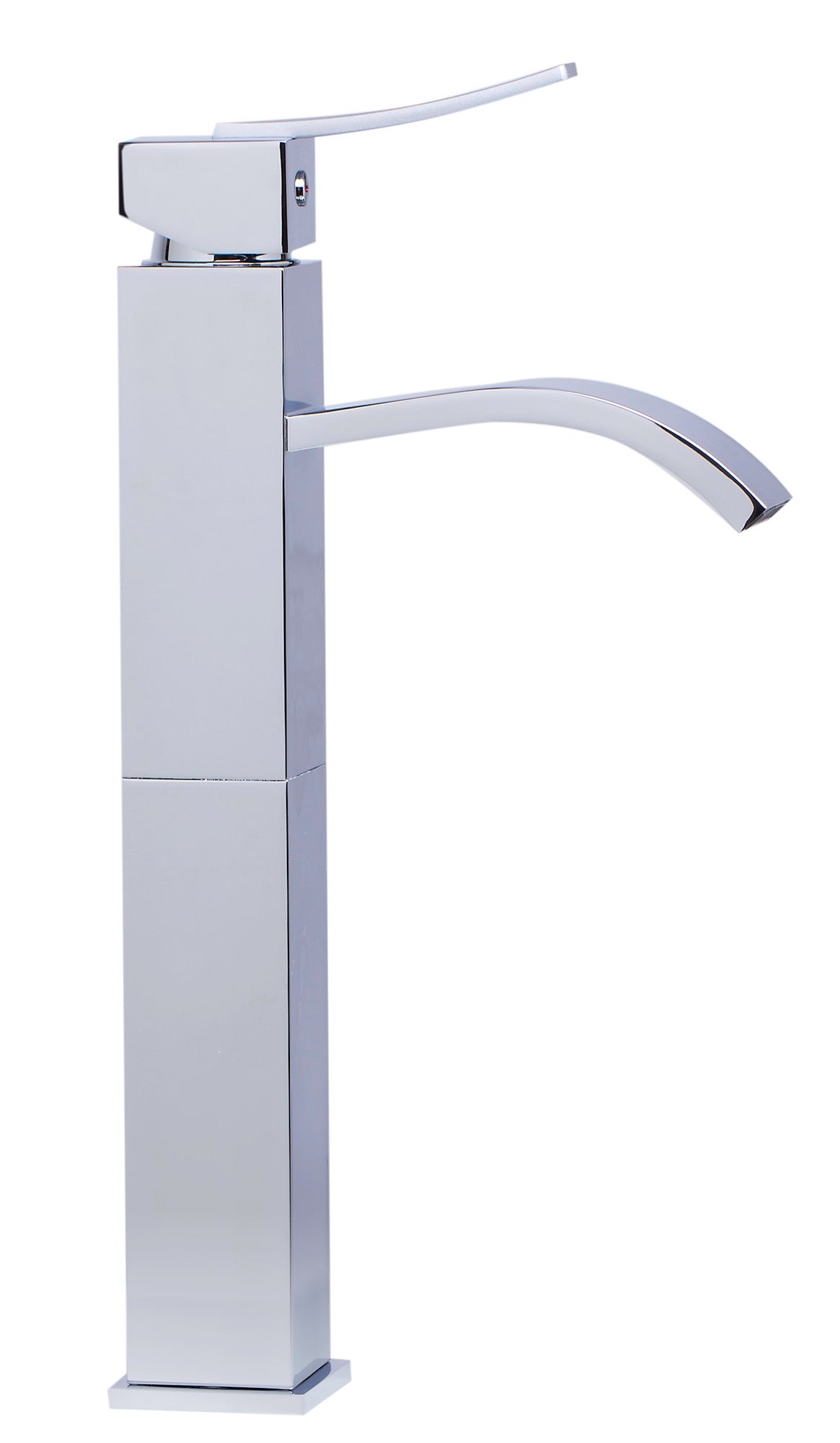 ALFI brand AB1158 Tall Square Body Curved Spout Single Lever Bathroom Faucet