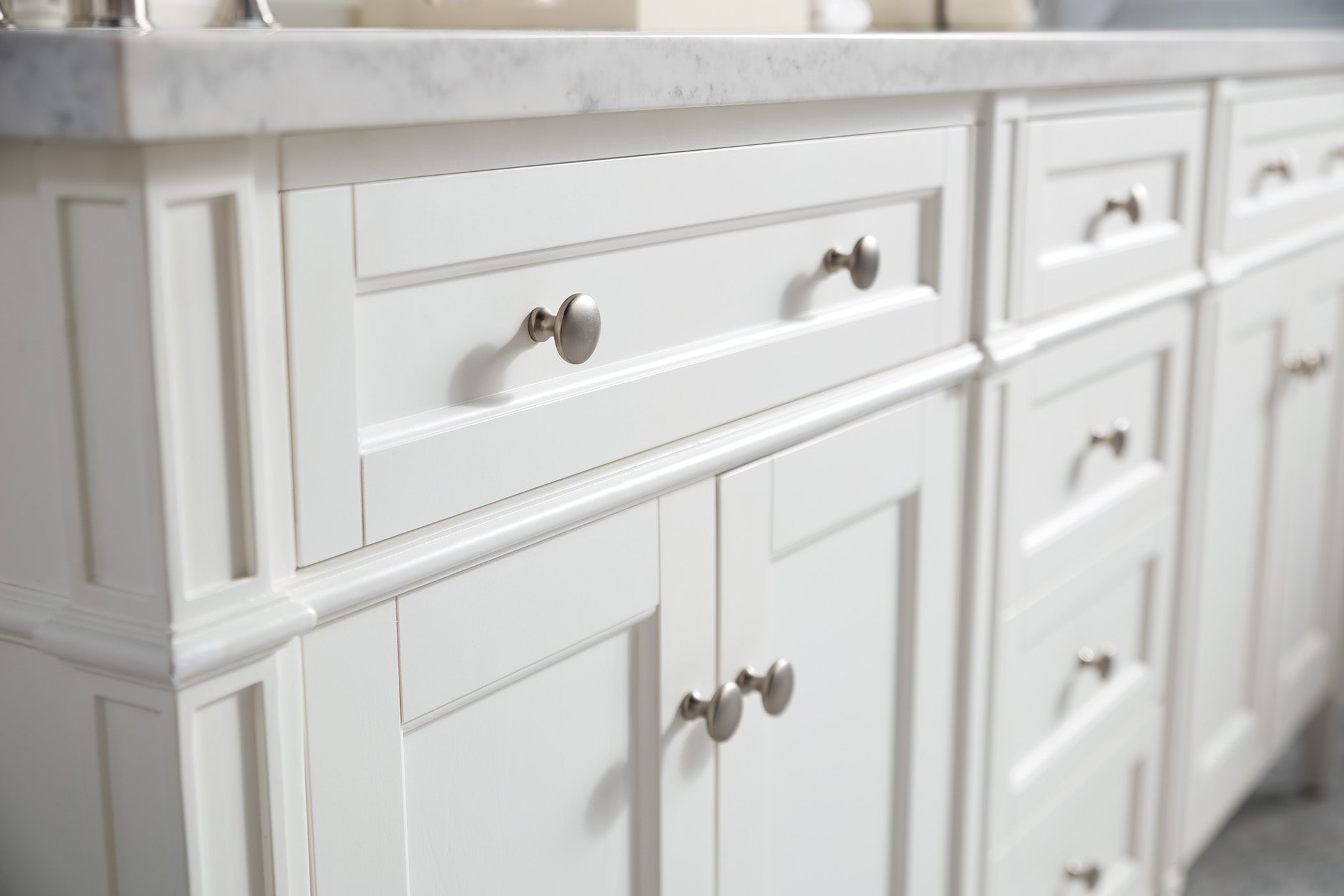 James Martin Brittany 72" Double Vanity in Bright White with 3cm Countertop
