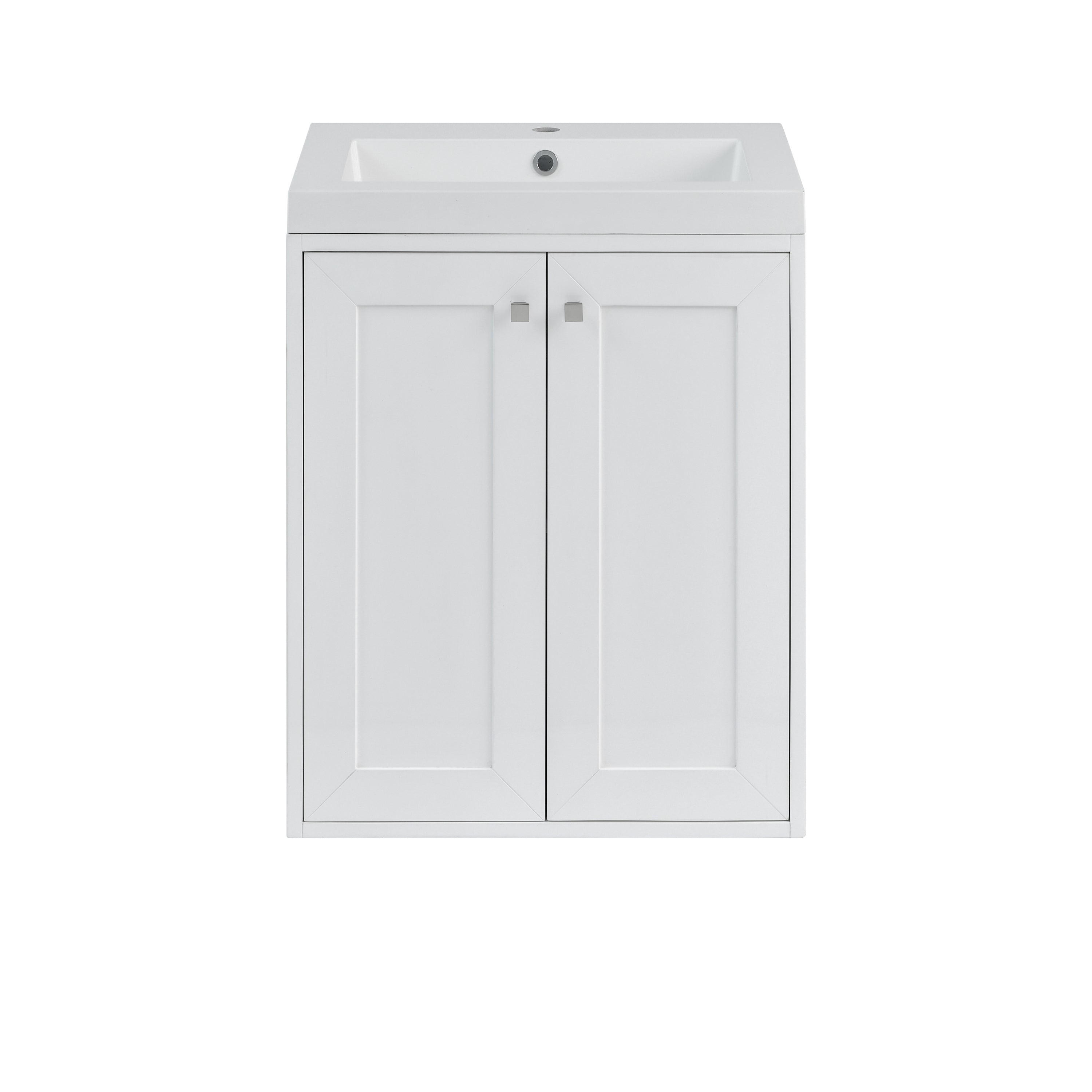 James Martin Chianti 24" Single Vanity in Glossy White with White Glossy Composite Stone Top