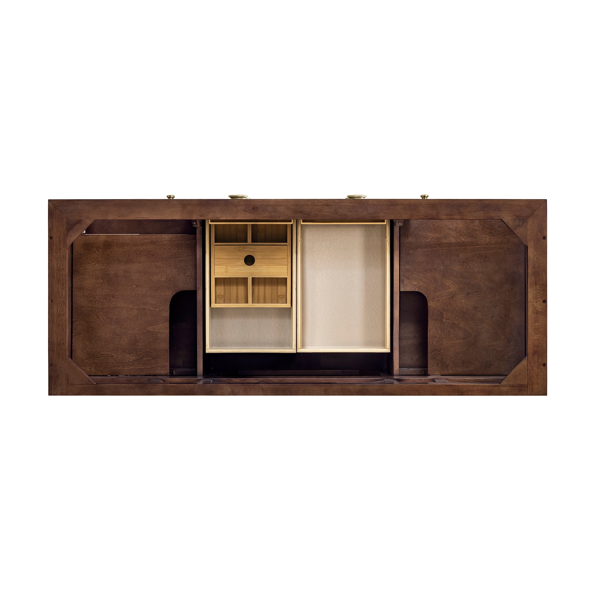 James Martin Amberly 60" Double Vanity in Mid-Century Walnut with 3cm Countertop and FreePower Wireless Charger
