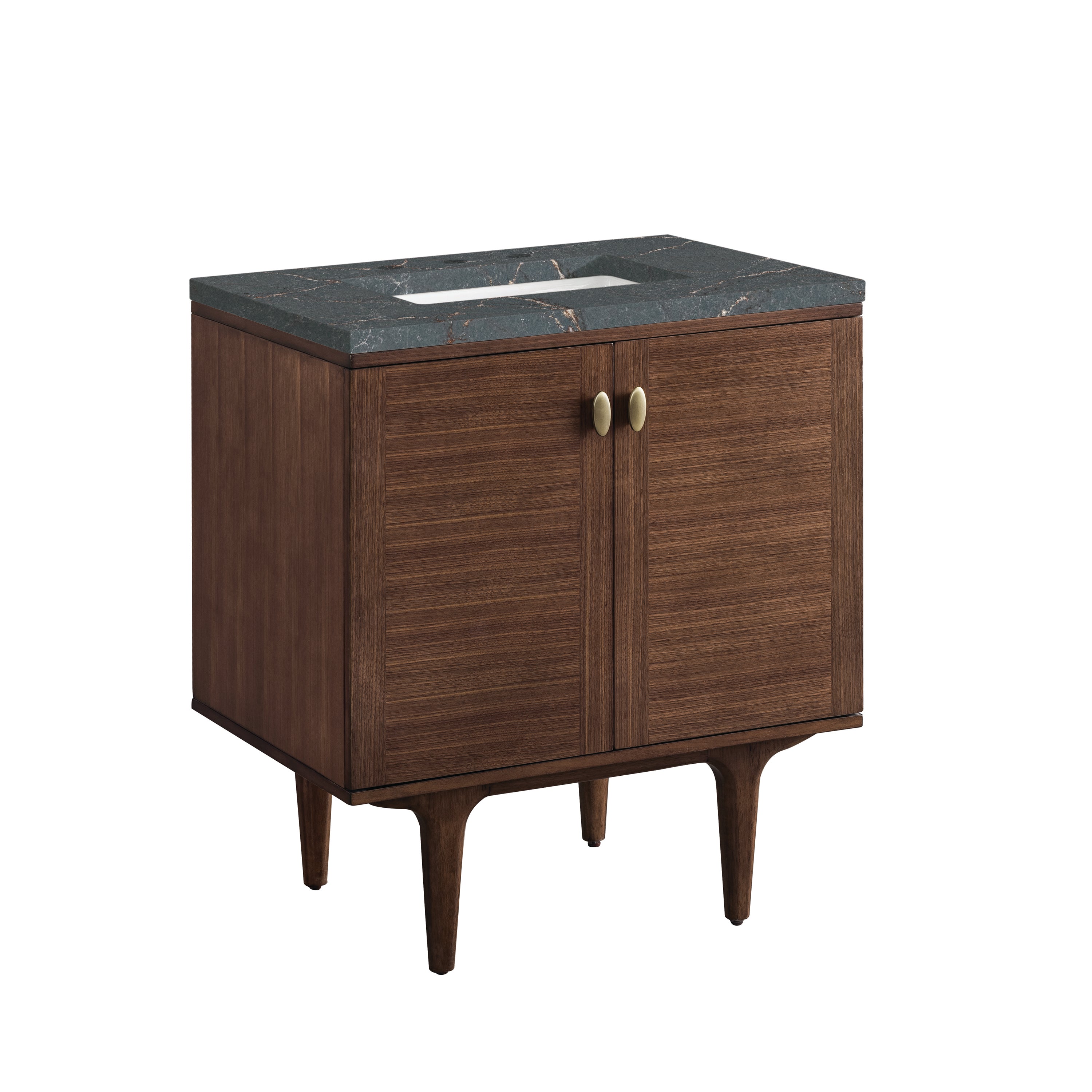 James Martin Amberly 30" Single Vanity in Mid-Century Walnut with 3cm Countertop