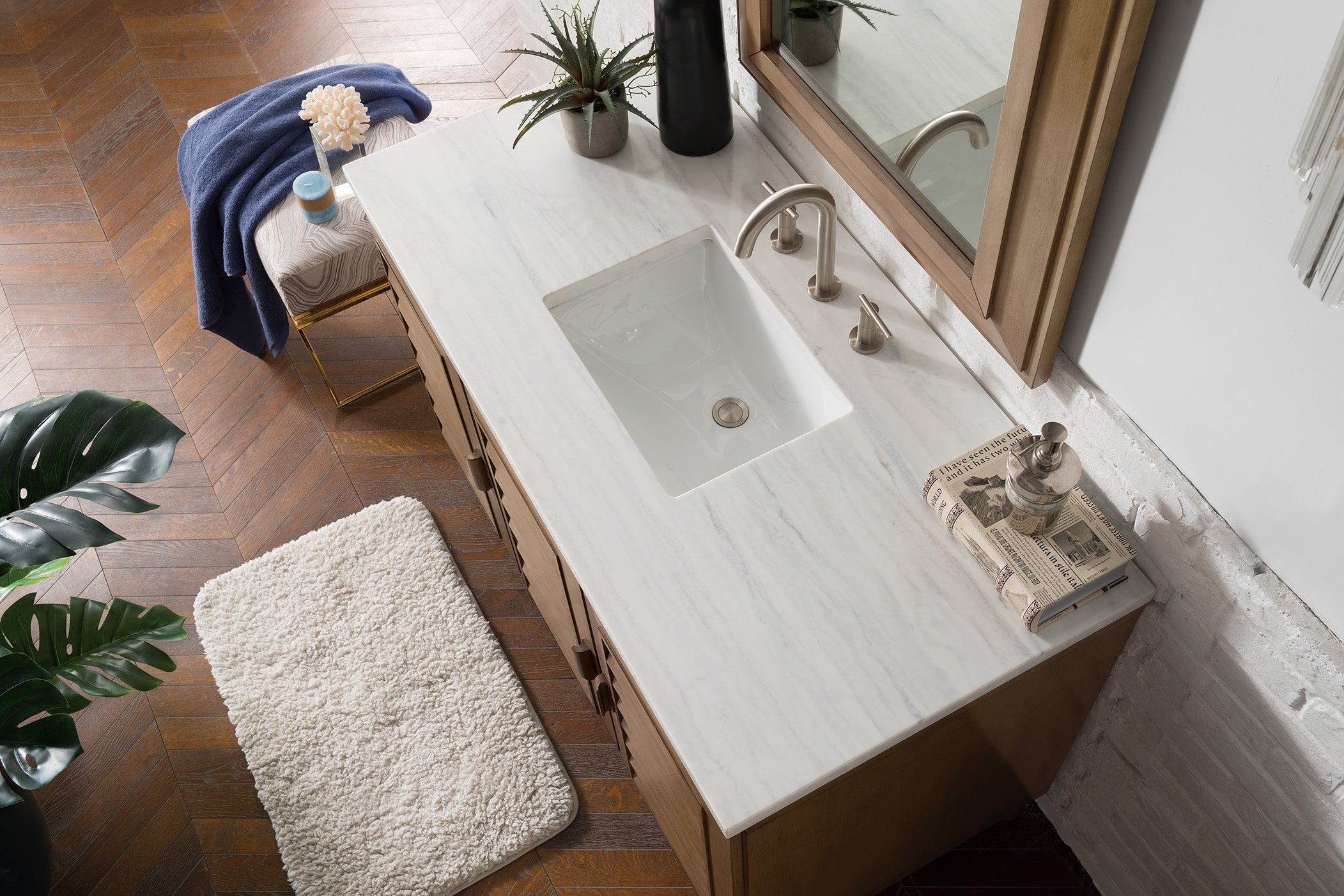 James Martin Portland 48" Single Vanity in Whitewashed Walnut with 3cm Countertop