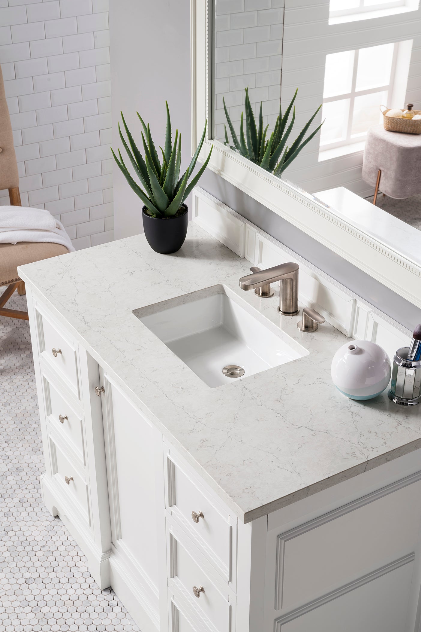 James Martin De Soto 48" Single Vanity in Bright White with 3cm Countertop