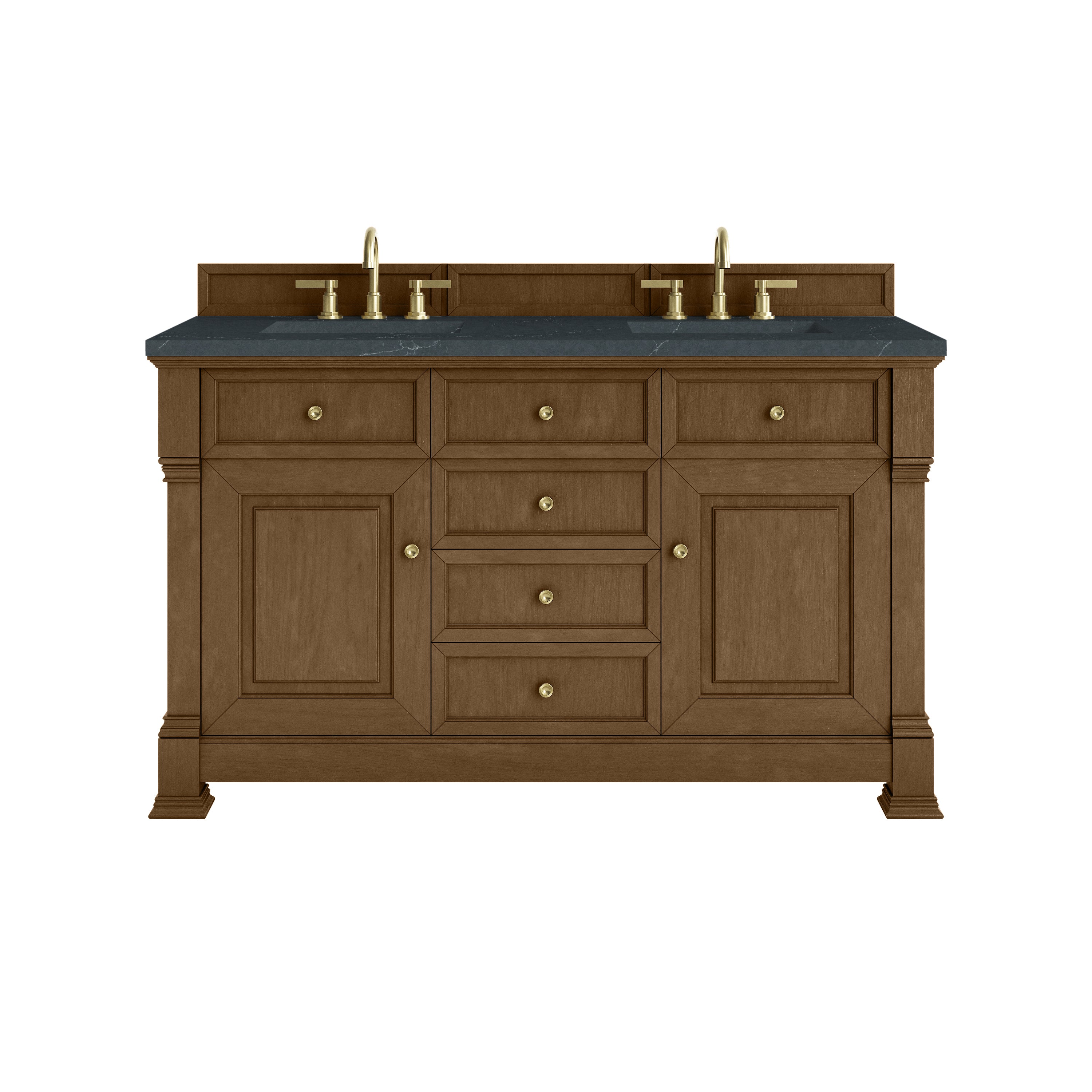James Martin Brookfield 60" Double Vanity in Honey Oak with 3cm Countertop