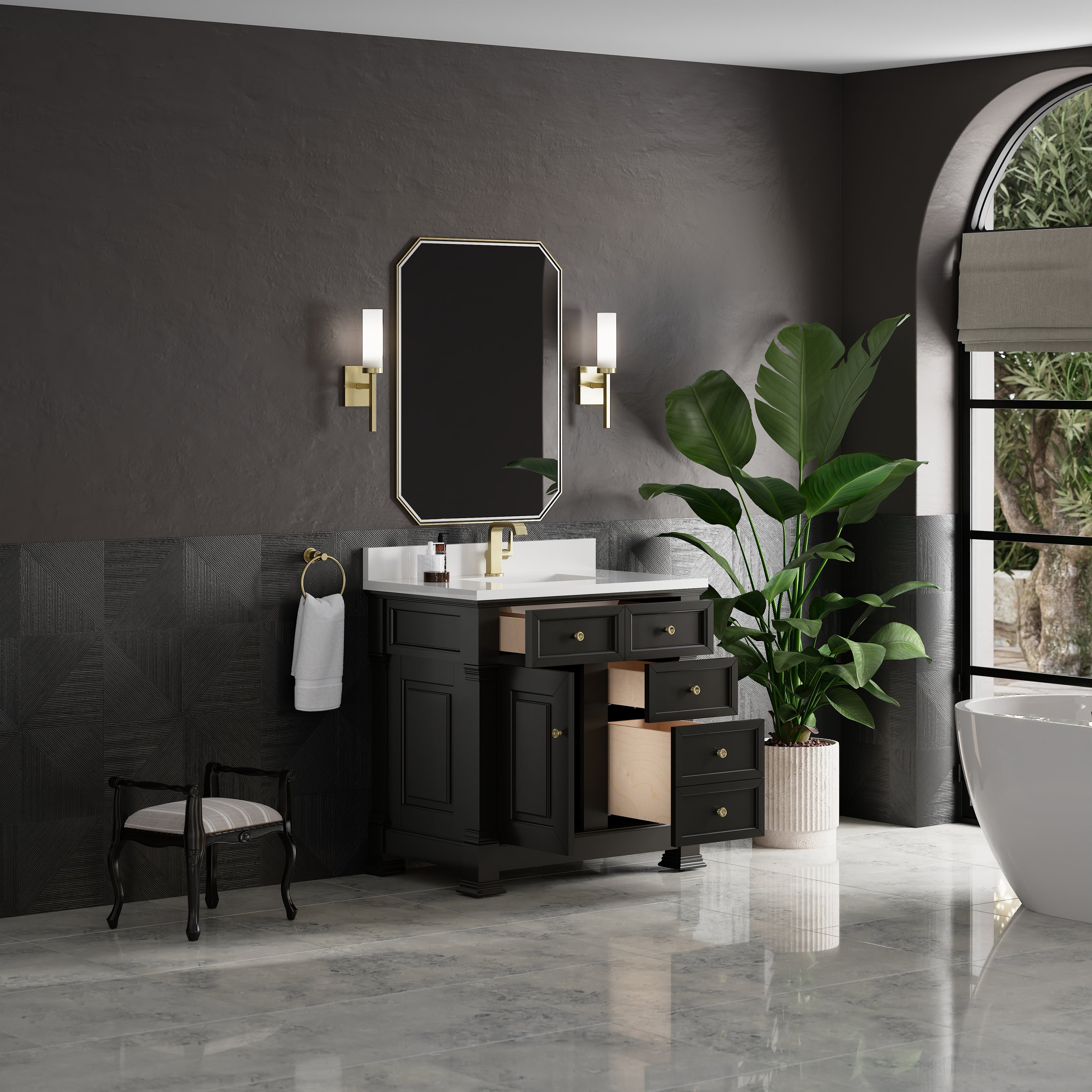James Martin Brookfield 36" Single Vanity in Black Onyx with 3cm Countertop