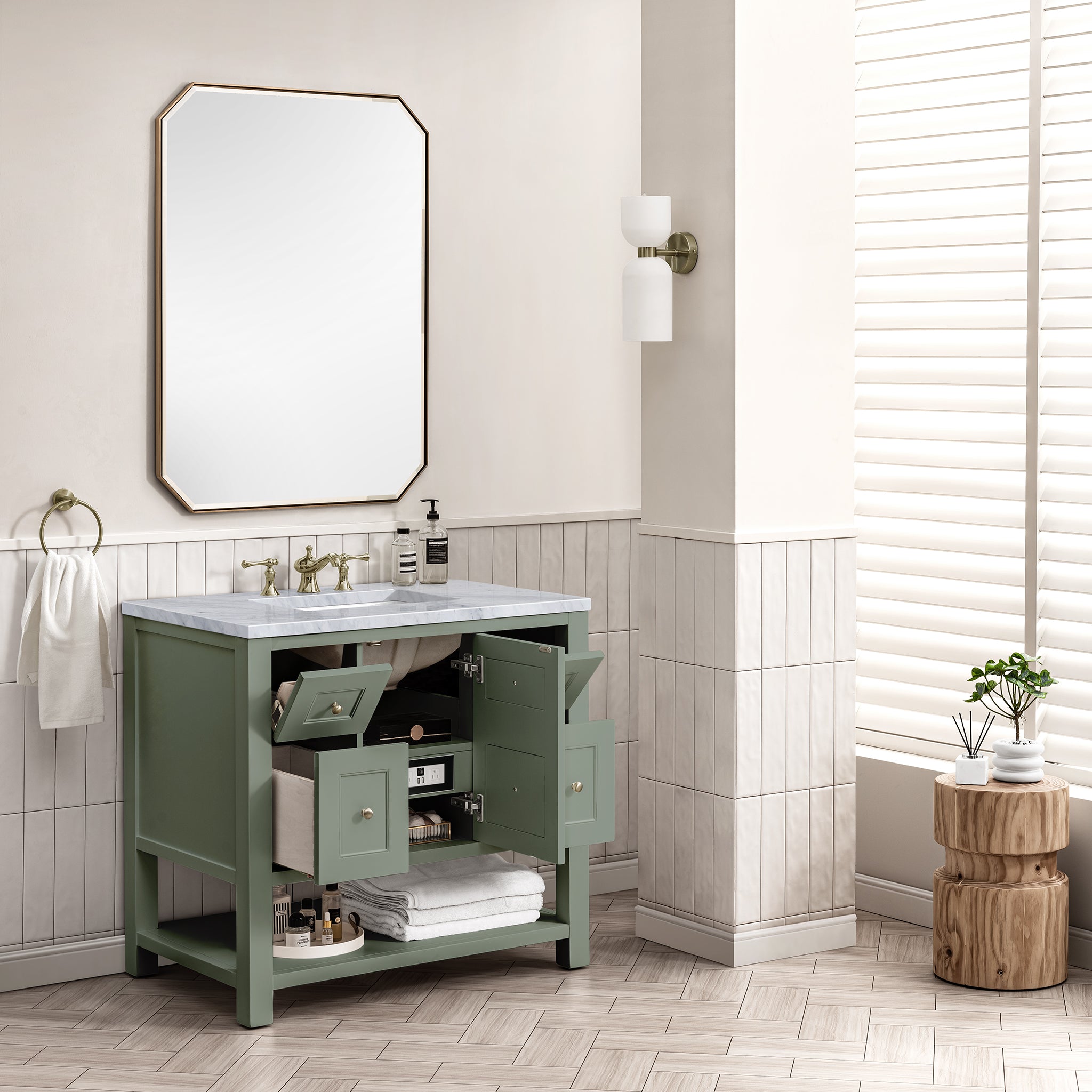 James Martin Breckenridge 36" Single Vanity in Smokey Celadon with 3cm Countertop
