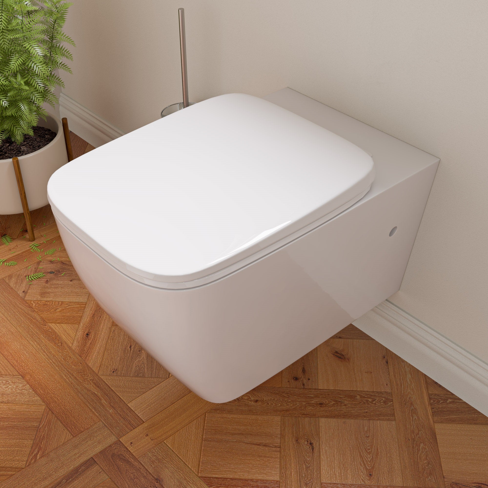 EAGO WD390 White Modern Ceramic Wall Mounted Toilet Bowl