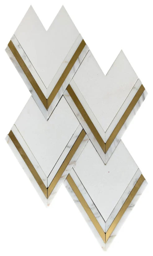 PEAK MOSAIC POLISHED CALACATTA GOLD/THASSOS/BRASS